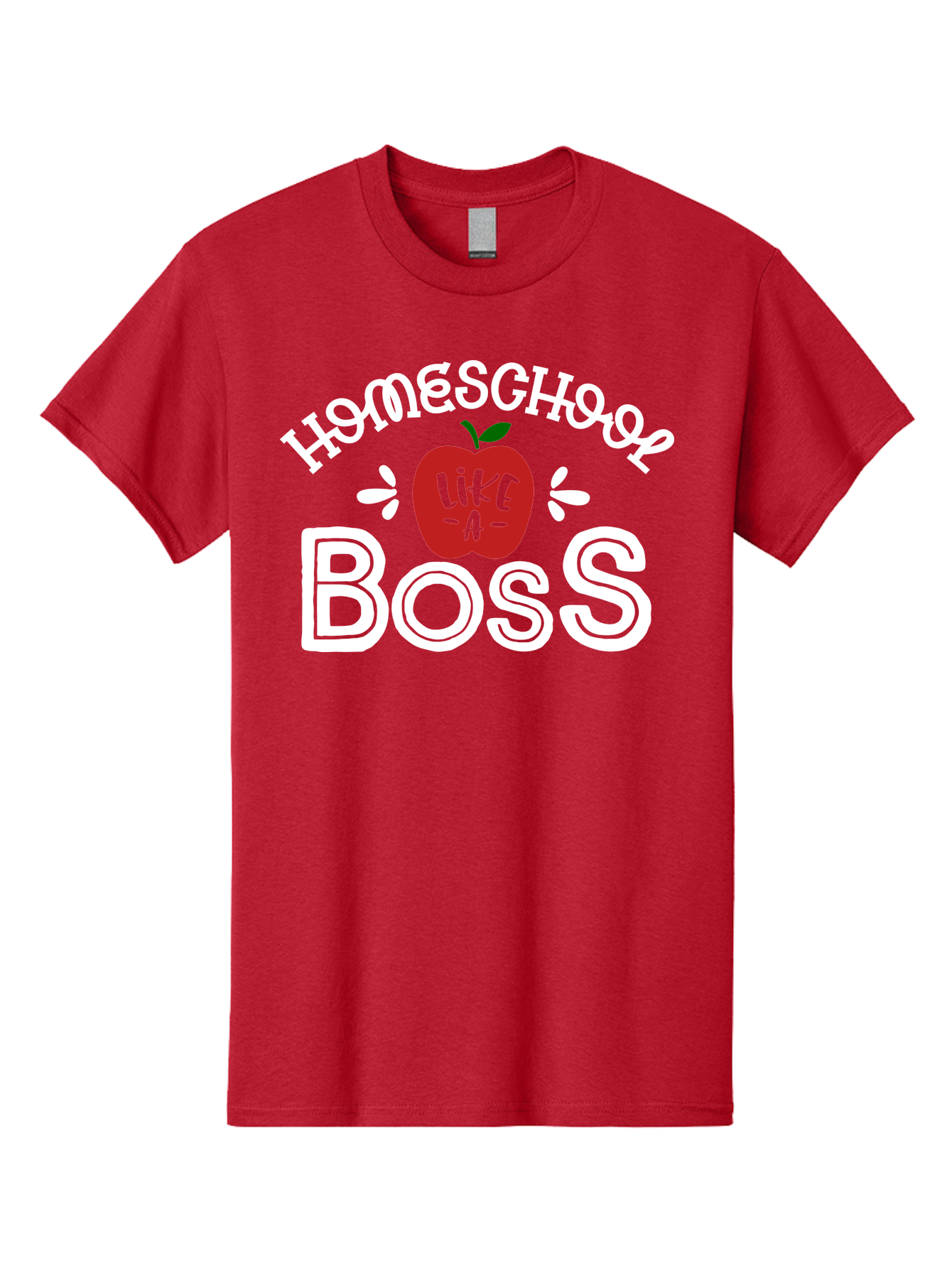 Homeschool-Like-A-Boss-1 Men'S Graphic Tee, 100% Cotton, Comfortable Casual Summer Wear, Machine Washable, Homeschool, Boss, Like A Boss, Apple, Teaching, Education, Homeschooling, Learning, Leadership, Empowerment, Motivational Quote, Aab358