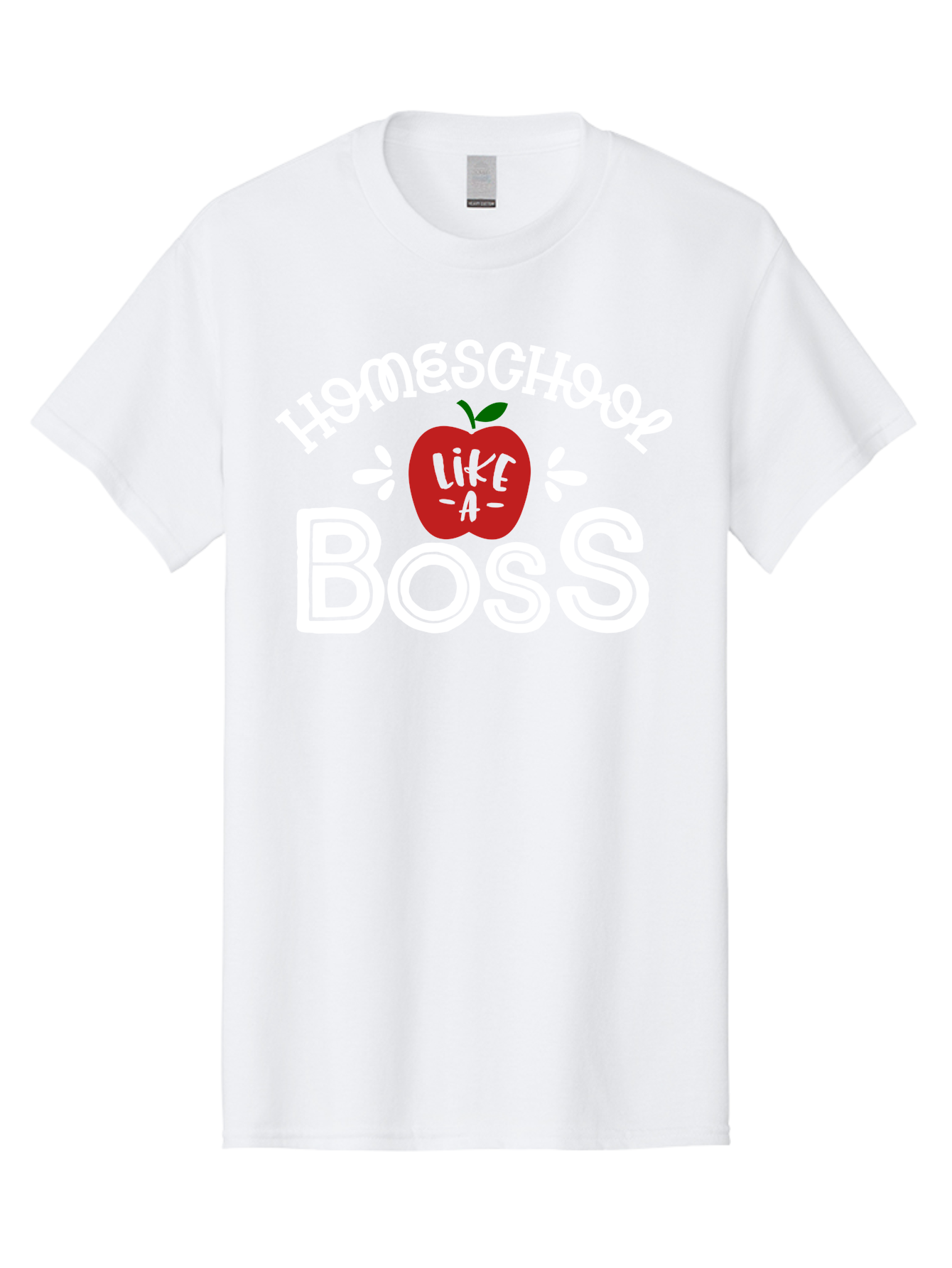 Homeschool-Like-A-Boss-1 Men'S Graphic Tee, 100% Cotton, Comfortable Casual Summer Wear, Machine Washable, Homeschool, Boss, Like A Boss, Apple, Teaching, Education, Homeschooling, Learning, Leadership, Empowerment, Motivational Quote, Aab358