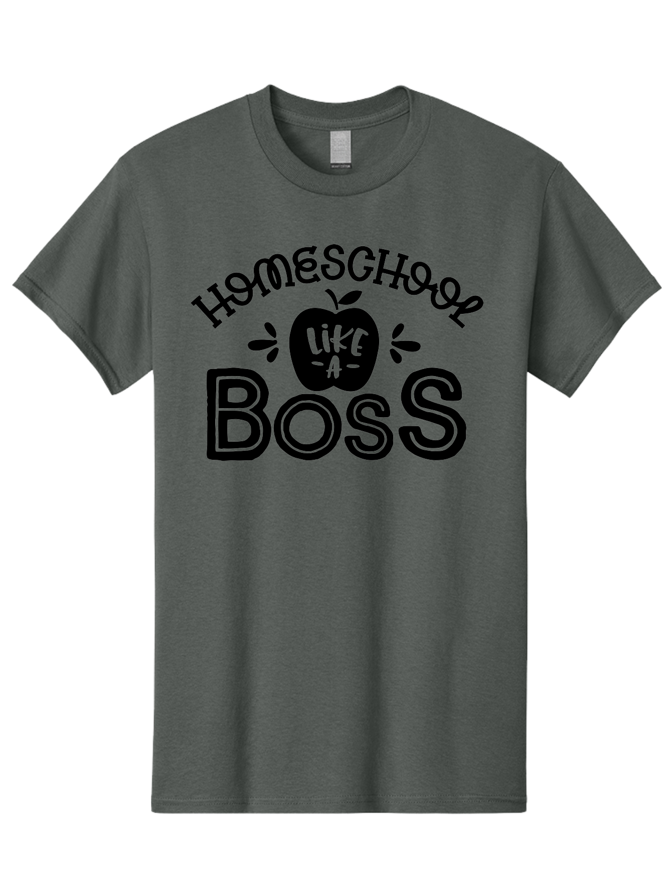 Homeschool-Like-A-Boss Men'S Graphic Tee, 100% Cotton, Comfortable Casual Summer Wear, Machine Washable, Homeschool Like A Boss, Homeschooling, Education, Learning, Teaching, Boss, Apple, Motivational Quote, Inspirational Saying Aab359
