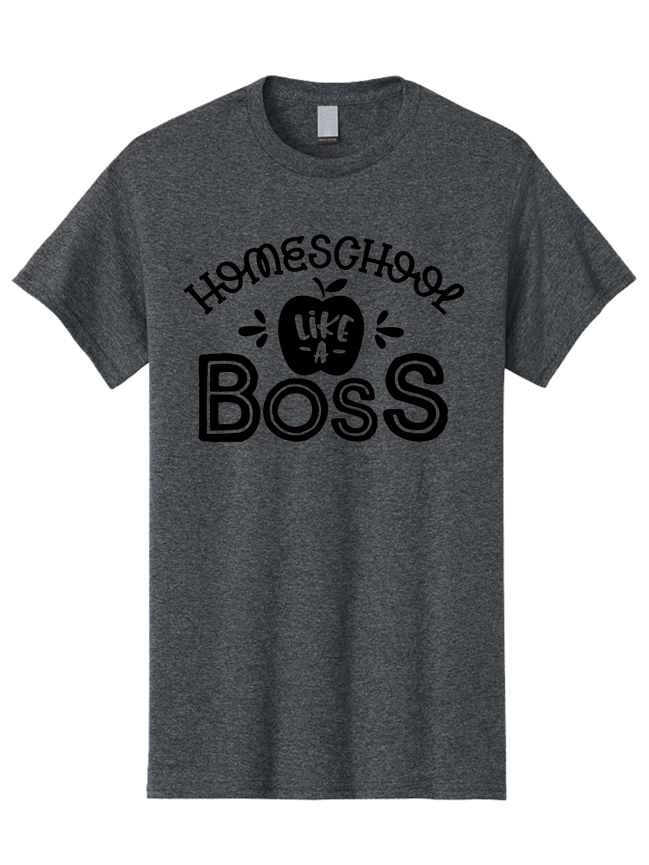 Homeschool-Like-A-Boss Men'S Graphic Tee, 100% Cotton, Comfortable Casual Summer Wear, Machine Washable, Homeschool Like A Boss, Homeschooling, Education, Learning, Teaching, Boss, Apple, Motivational Quote, Inspirational Saying Aab359