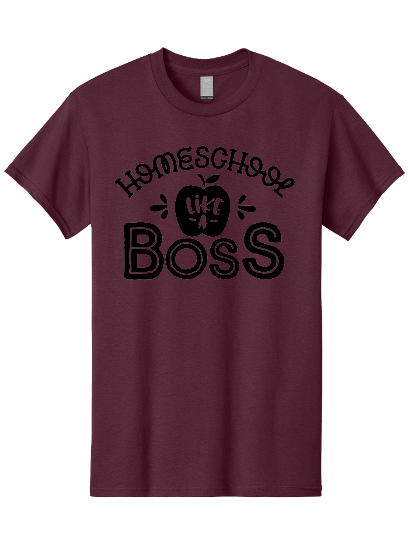 Homeschool-Like-A-Boss Men'S Graphic Tee, 100% Cotton, Comfortable Casual Summer Wear, Machine Washable, Homeschool Like A Boss, Homeschooling, Education, Learning, Teaching, Boss, Apple, Motivational Quote, Inspirational Saying Aab359