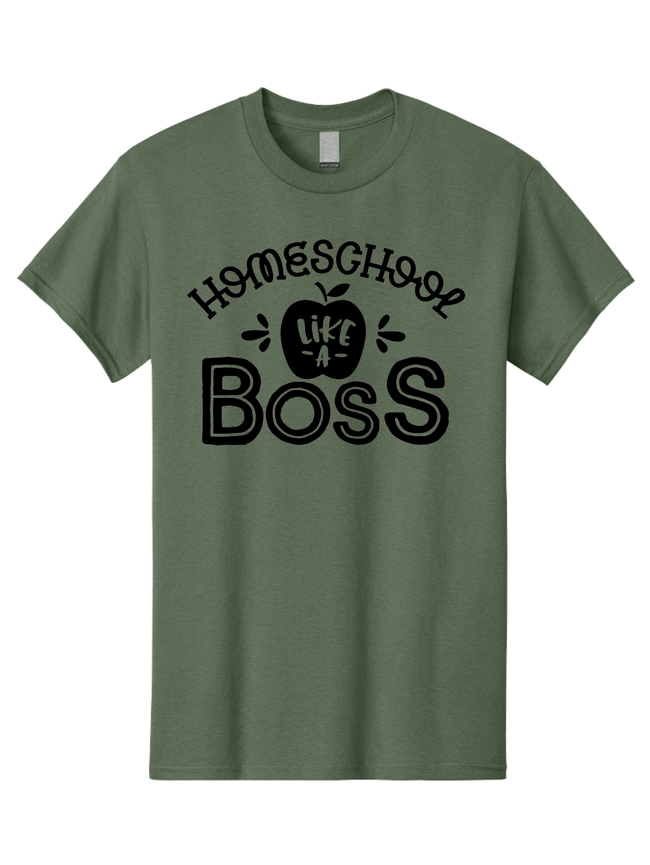 Homeschool-Like-A-Boss Men'S Graphic Tee, 100% Cotton, Comfortable Casual Summer Wear, Machine Washable, Homeschool Like A Boss, Homeschooling, Education, Learning, Teaching, Boss, Apple, Motivational Quote, Inspirational Saying Aab359