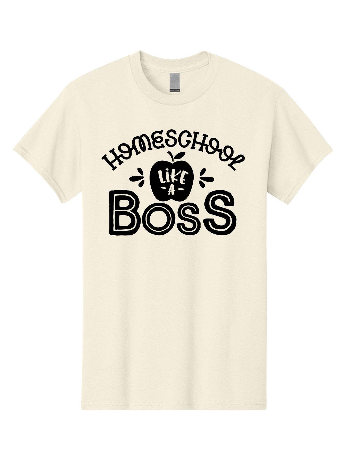 Homeschool-Like-A-Boss Men'S Graphic Tee, 100% Cotton, Comfortable Casual Summer Wear, Machine Washable, Homeschool Like A Boss, Homeschooling, Education, Learning, Teaching, Boss, Apple, Motivational Quote, Inspirational Saying Aab359