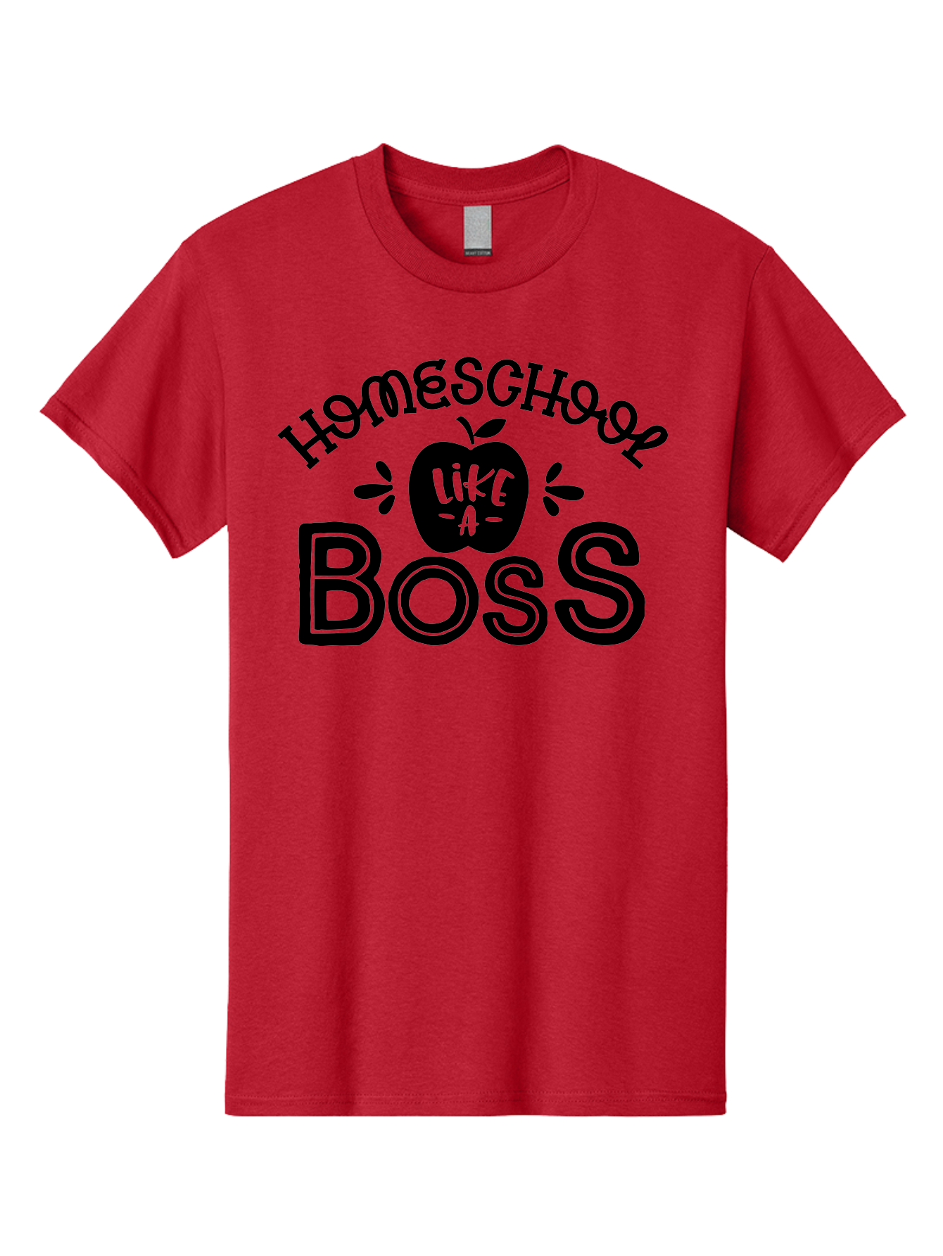 Homeschool-Like-A-Boss Men'S Graphic Tee, 100% Cotton, Comfortable Casual Summer Wear, Machine Washable, Homeschool Like A Boss, Homeschooling, Education, Learning, Teaching, Boss, Apple, Motivational Quote, Inspirational Saying Aab359
