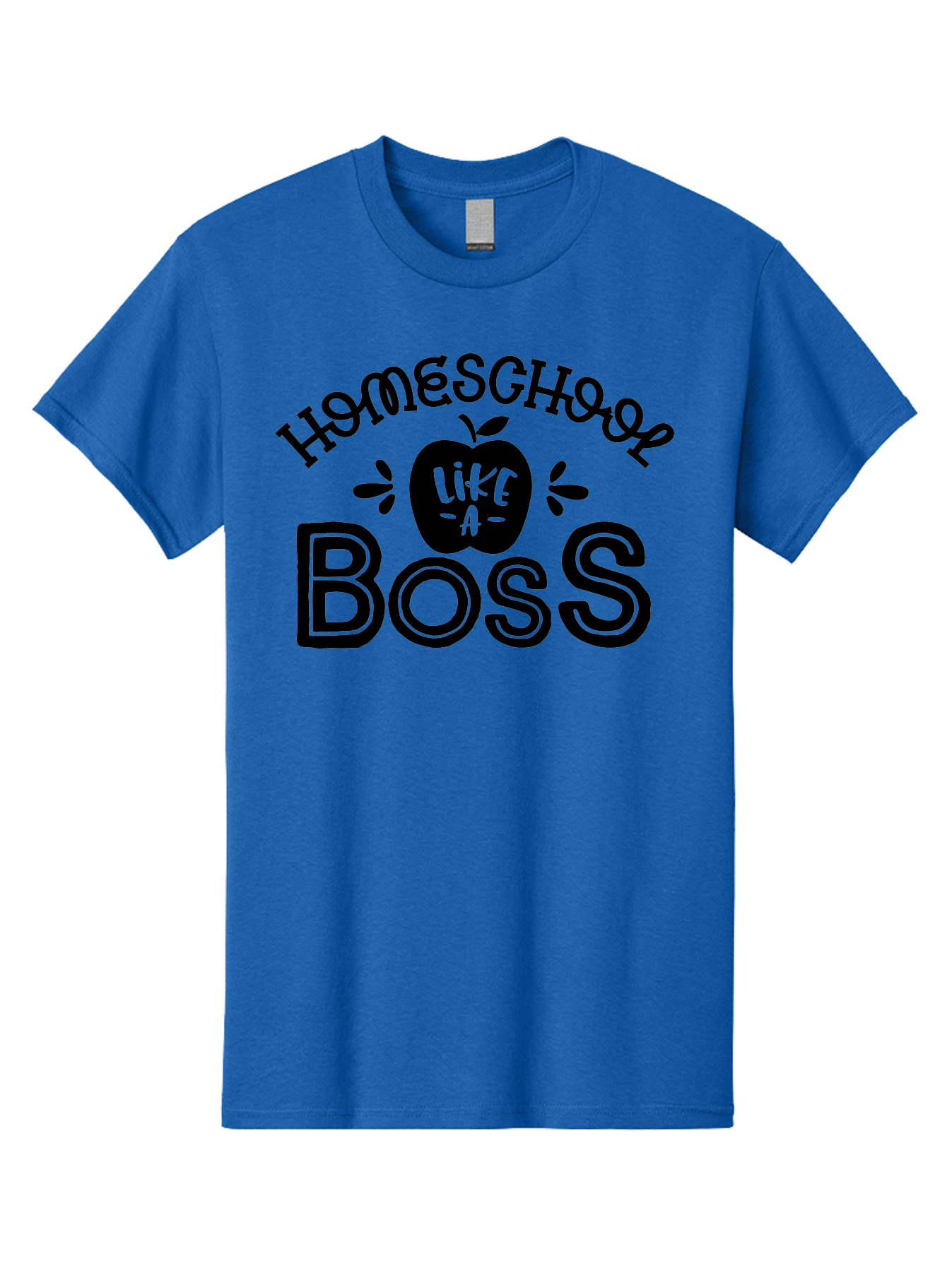 Homeschool-Like-A-Boss Men'S Graphic Tee, 100% Cotton, Comfortable Casual Summer Wear, Machine Washable, Homeschool Like A Boss, Homeschooling, Education, Learning, Teaching, Boss, Apple, Motivational Quote, Inspirational Saying Aab359