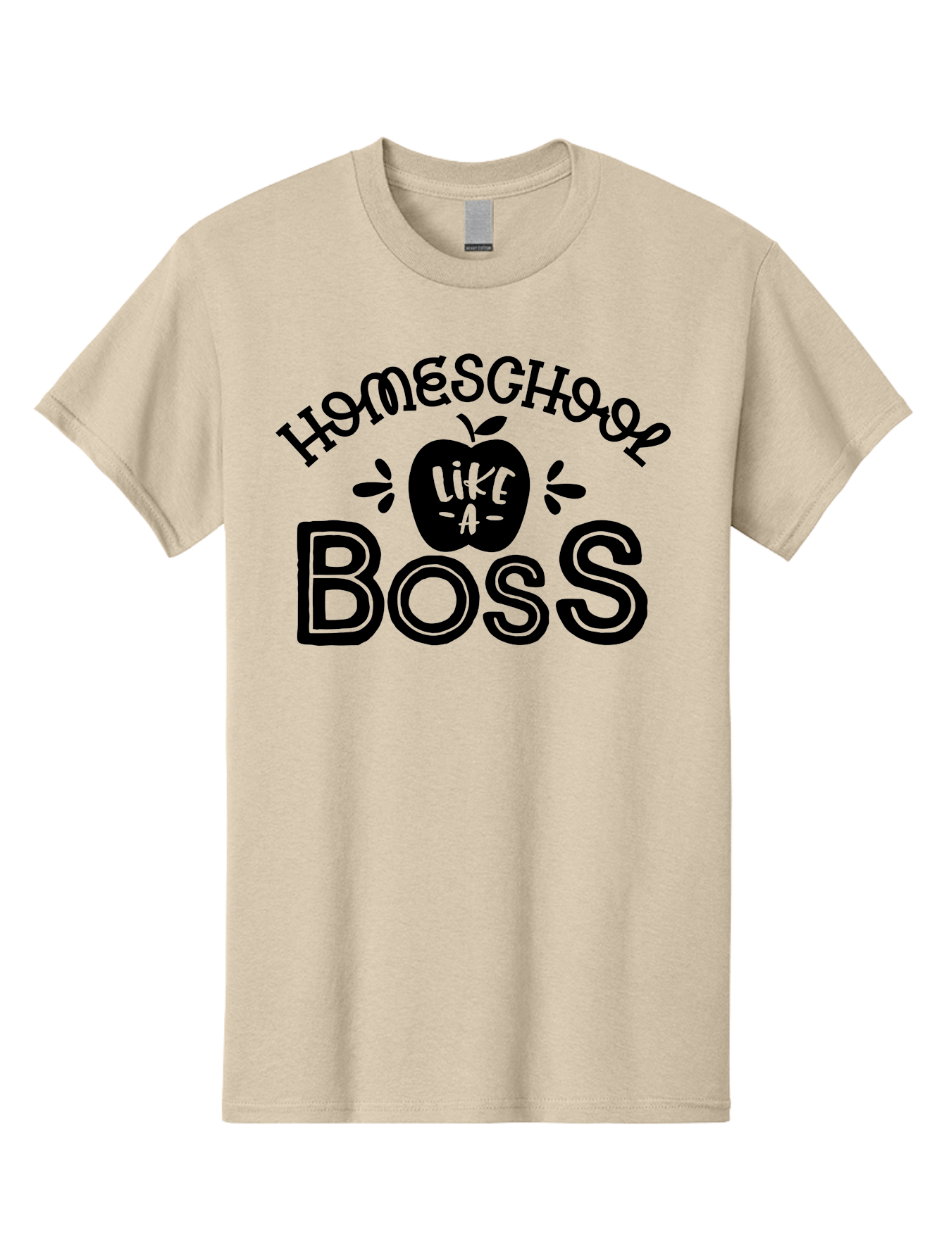 Homeschool-Like-A-Boss Men'S Graphic Tee, 100% Cotton, Comfortable Casual Summer Wear, Machine Washable, Homeschool Like A Boss, Homeschooling, Education, Learning, Teaching, Boss, Apple, Motivational Quote, Inspirational Saying Aab359