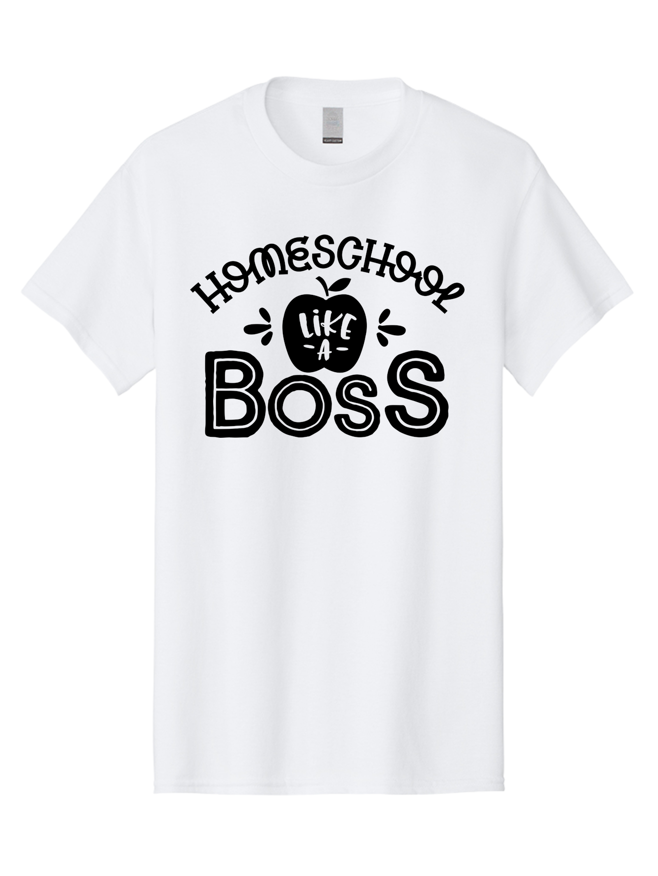 Homeschool-Like-A-Boss Men'S Graphic Tee, 100% Cotton, Comfortable Casual Summer Wear, Machine Washable, Homeschool Like A Boss, Homeschooling, Education, Learning, Teaching, Boss, Apple, Motivational Quote, Inspirational Saying Aab359