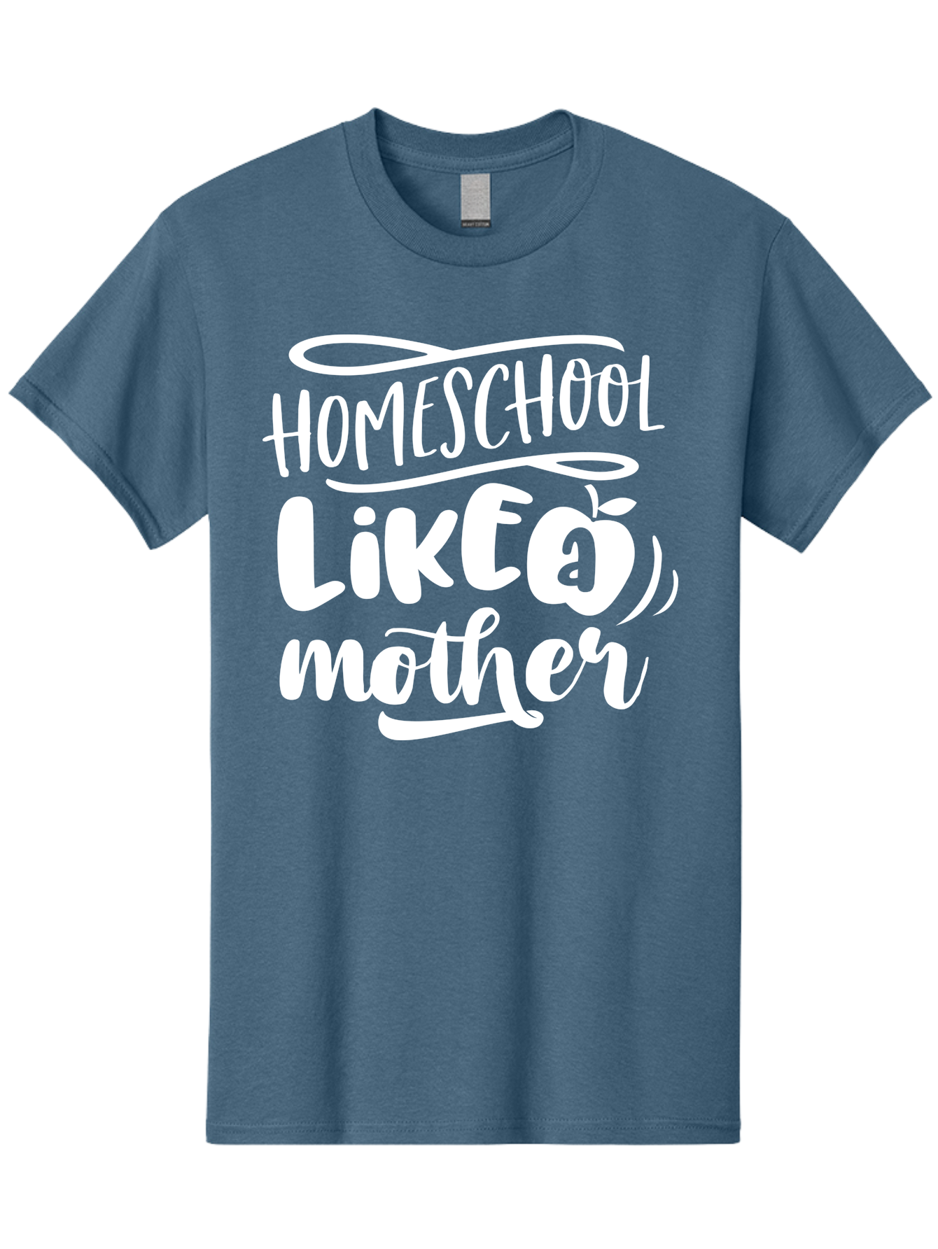 Homeschool-Like-A-Mother-1 Men'S Graphic Tee, 100% Cotton, Comfortable Casual Summer Wear, Machine Washable, Homeschool, Home Schooling, Motherhood, Education, Parenting, Quote, Inspirational Saying, Apple Symbol, Funny Text Aab360