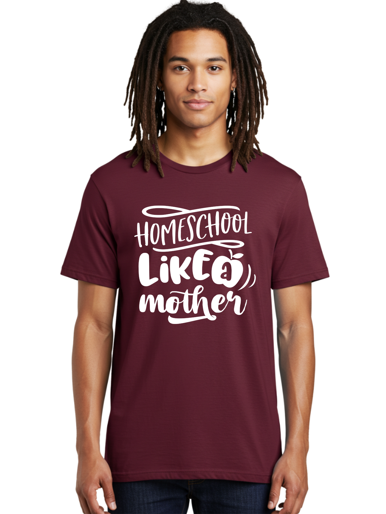 Homeschool-Like-A-Mother-1 Men'S Graphic Tee, 100% Cotton, Comfortable Casual Summer Wear, Machine Washable, Homeschool, Home Schooling, Motherhood, Education, Parenting, Quote, Inspirational Saying, Apple Symbol, Funny Text Aab360