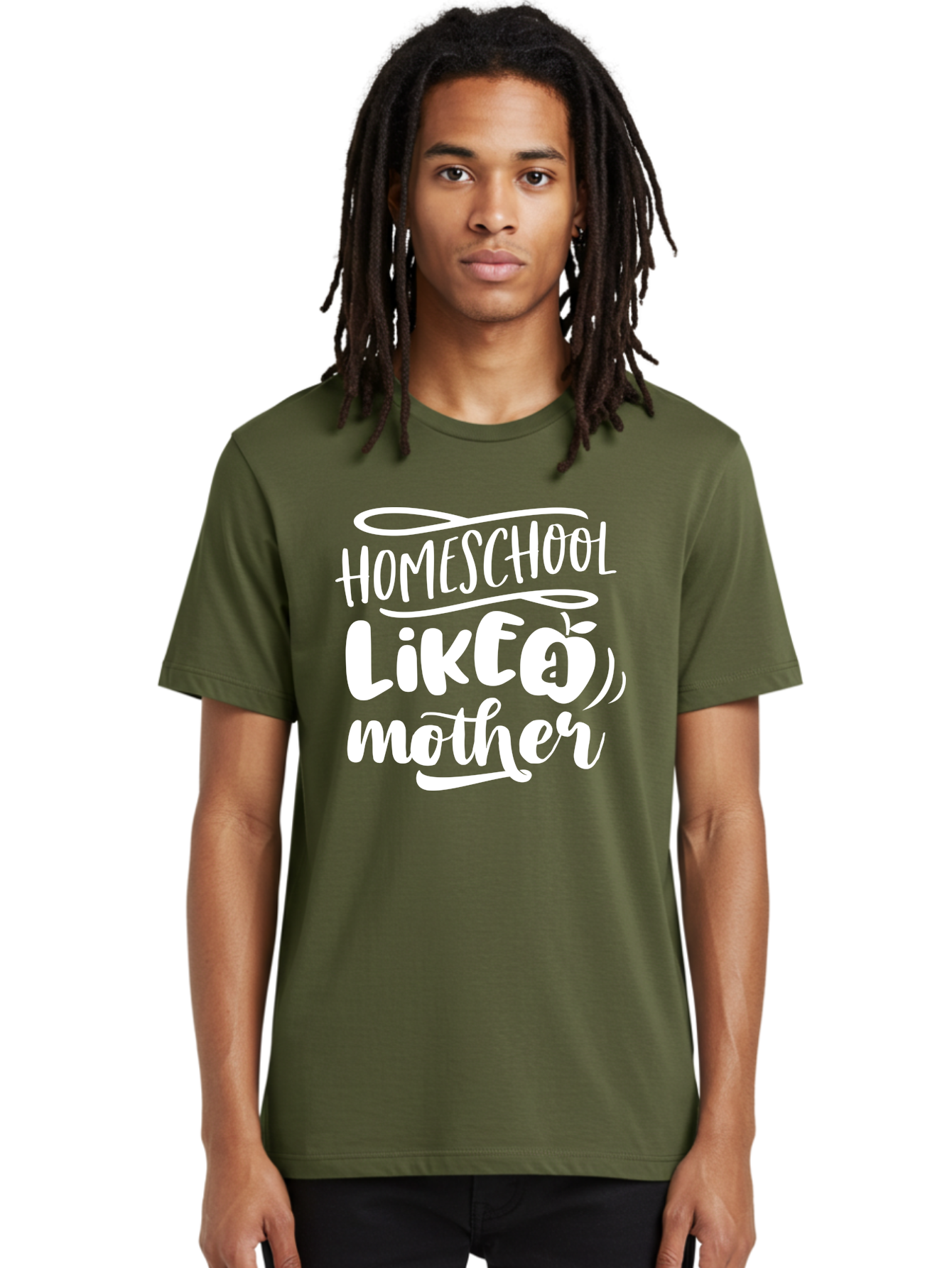 Homeschool-Like-A-Mother-1 Men'S Graphic Tee, 100% Cotton, Comfortable Casual Summer Wear, Machine Washable, Homeschool, Home Schooling, Motherhood, Education, Parenting, Quote, Inspirational Saying, Apple Symbol, Funny Text Aab360