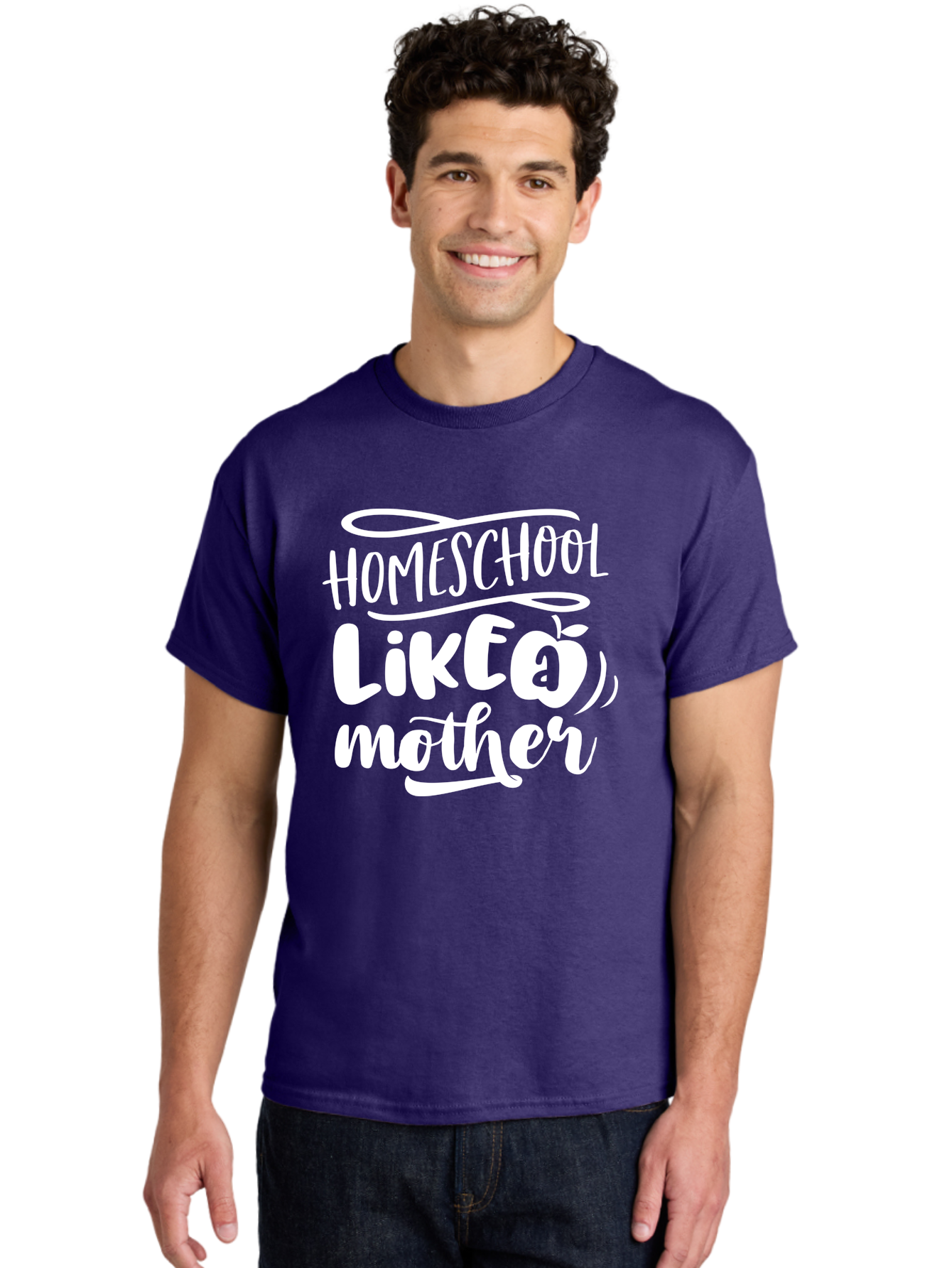 Homeschool-Like-A-Mother-1 Men'S Graphic Tee, 100% Cotton, Comfortable Casual Summer Wear, Machine Washable, Homeschool, Home Schooling, Motherhood, Education, Parenting, Quote, Inspirational Saying, Apple Symbol, Funny Text Aab360