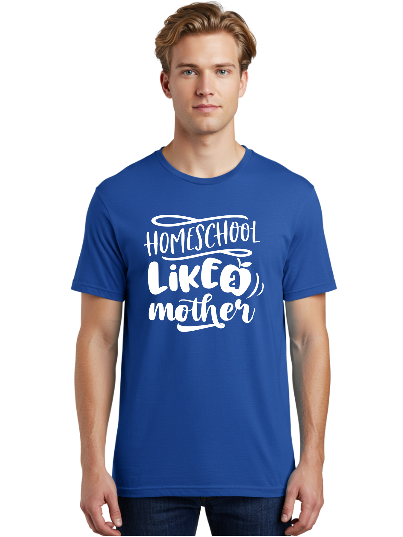 Homeschool-Like-A-Mother-1 Men'S Graphic Tee, 100% Cotton, Comfortable Casual Summer Wear, Machine Washable, Homeschool, Home Schooling, Motherhood, Education, Parenting, Quote, Inspirational Saying, Apple Symbol, Funny Text Aab360