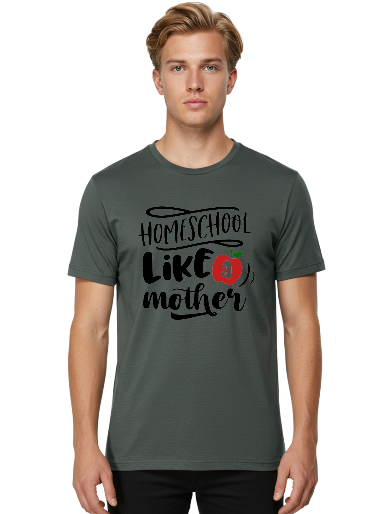 Homeschool-Like-A-Mother-2 Men'S Graphic Tee, 100% Cotton, Comfortable Casual Summer Wear, Machine Washable, Homeschooling, Homeschool Mom, Motherhood, Apple, Education, Learning, Parenting, Funny Quote, Homeschool Quote Aab361