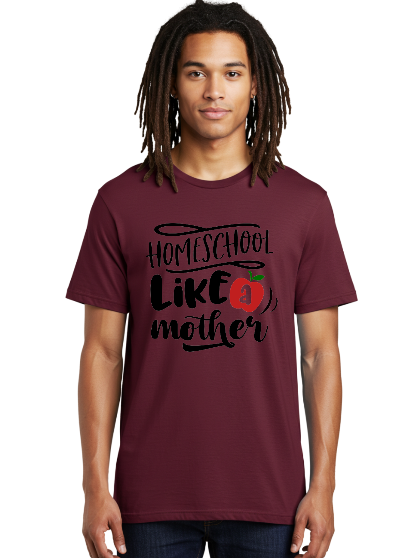 Homeschool-Like-A-Mother-2 Men'S Graphic Tee, 100% Cotton, Comfortable Casual Summer Wear, Machine Washable, Homeschooling, Homeschool Mom, Motherhood, Apple, Education, Learning, Parenting, Funny Quote, Homeschool Quote Aab361