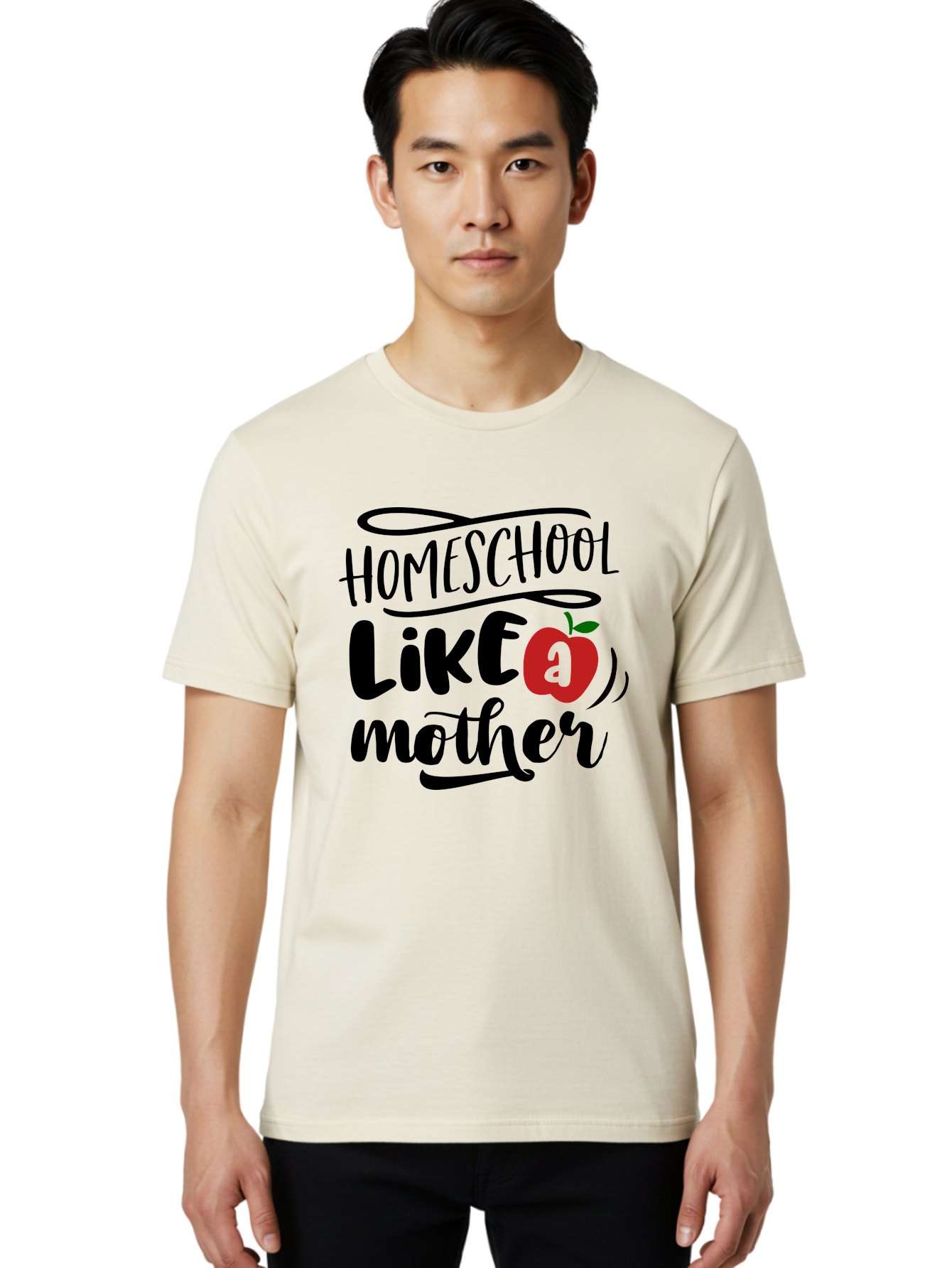 Homeschool-Like-A-Mother-2 Men'S Graphic Tee, 100% Cotton, Comfortable Casual Summer Wear, Machine Washable, Homeschooling, Homeschool Mom, Motherhood, Apple, Education, Learning, Parenting, Funny Quote, Homeschool Quote Aab361