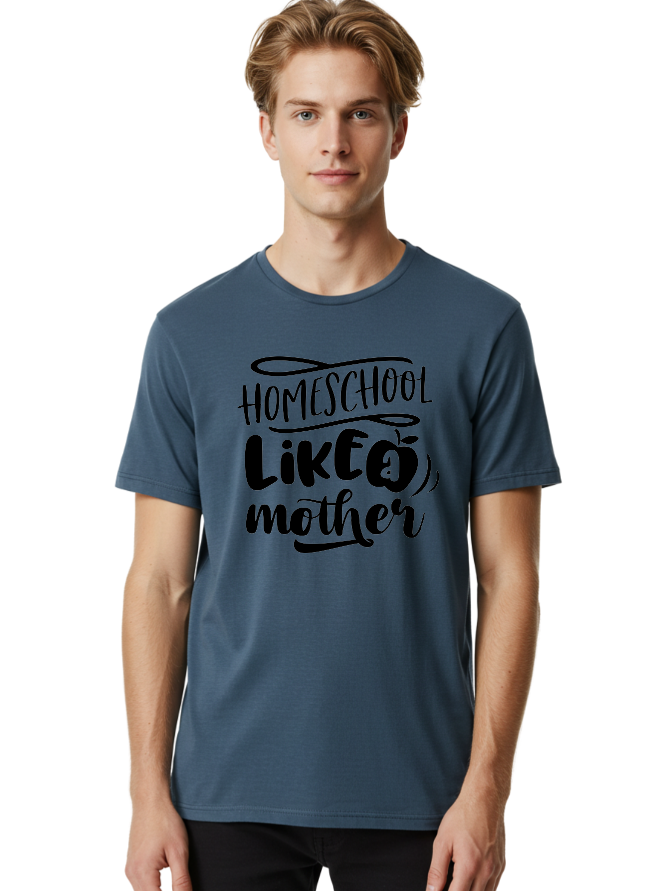 Homeschool-Like-A-Mother Men'S Graphic Tee, 100% Cotton, Comfortable Casual Summer Wear, Machine Washable, Homeschooling, Motherhood, Education At Home, Parenting, Homeschool Mom, Funny Quote, Apple Theme, Inspirational Quote, Aab362