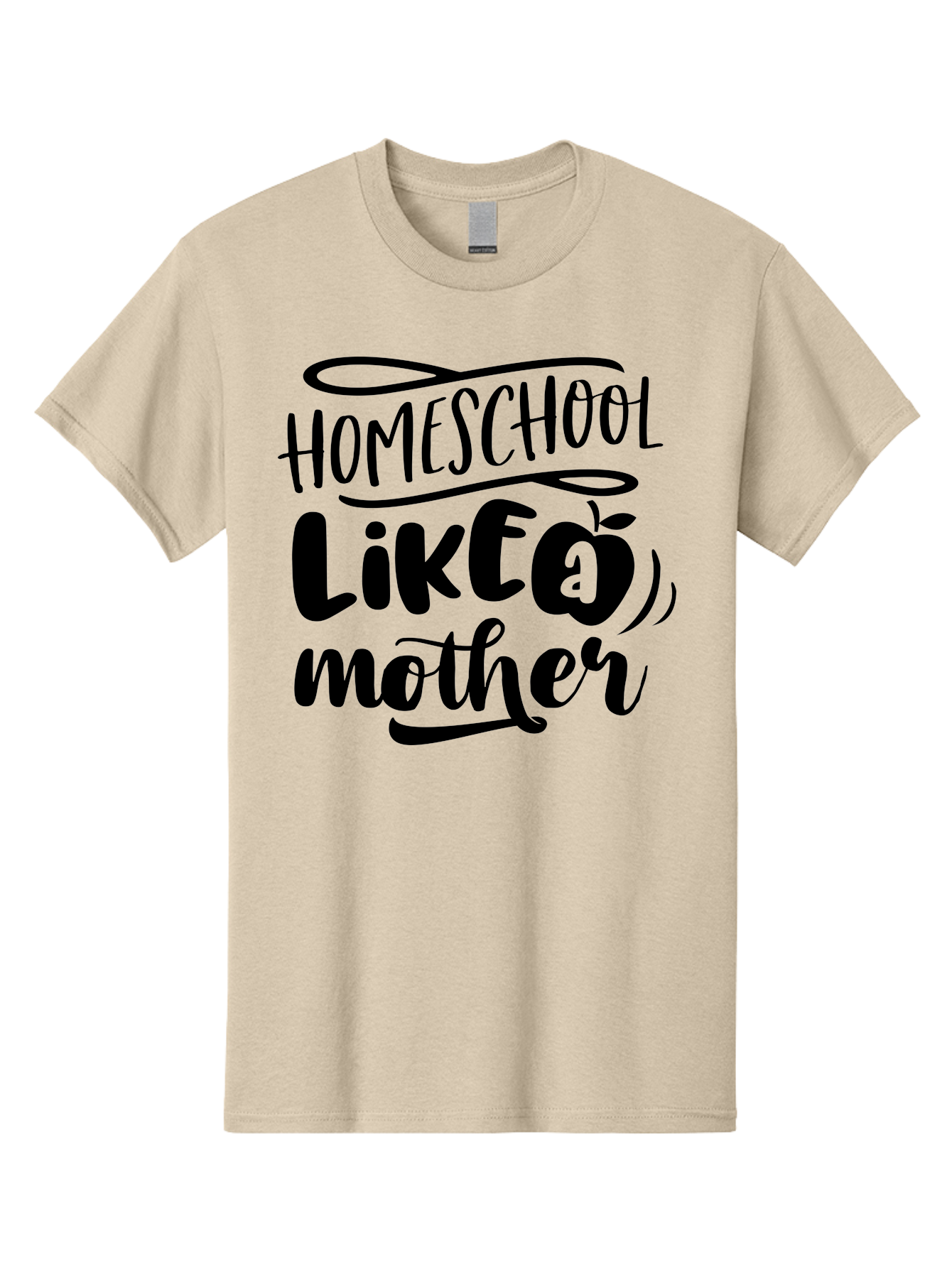 Homeschool-Like-A-Mother Men'S Graphic Tee, 100% Cotton, Comfortable Casual Summer Wear, Machine Washable, Homeschooling, Motherhood, Education At Home, Parenting, Homeschool Mom, Funny Quote, Apple Theme, Inspirational Quote, Aab362