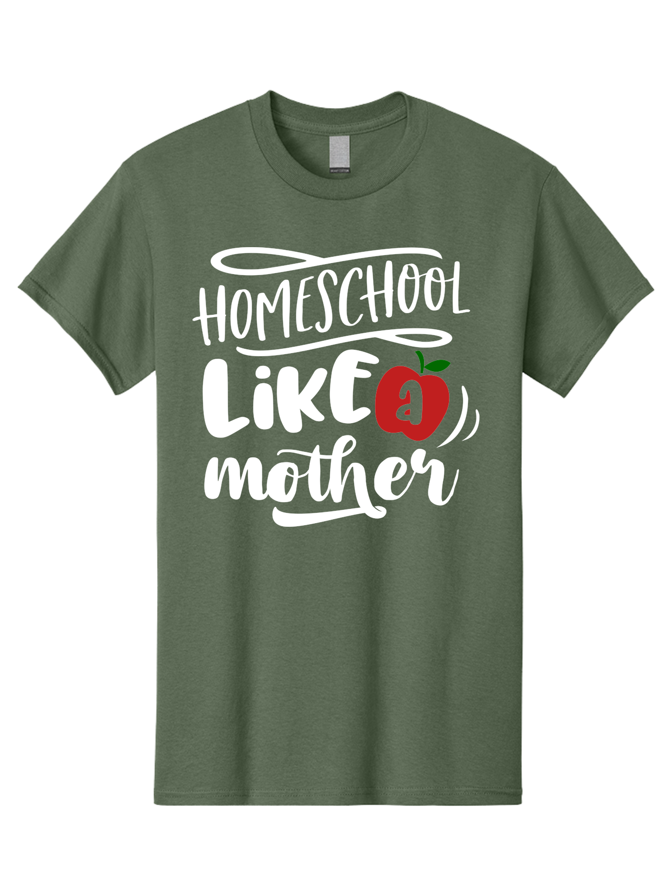 Homeschool-Like-Mother Men'S Graphic Tee, 100% Cotton, Comfortable Casual Summer Wear, Machine Washable, Homeschool, Homeschooling, Motherhood, Apple Symbol, Education, Learning, Parenting, Family, Inspirational Quote, Motivational Phrase Aab363