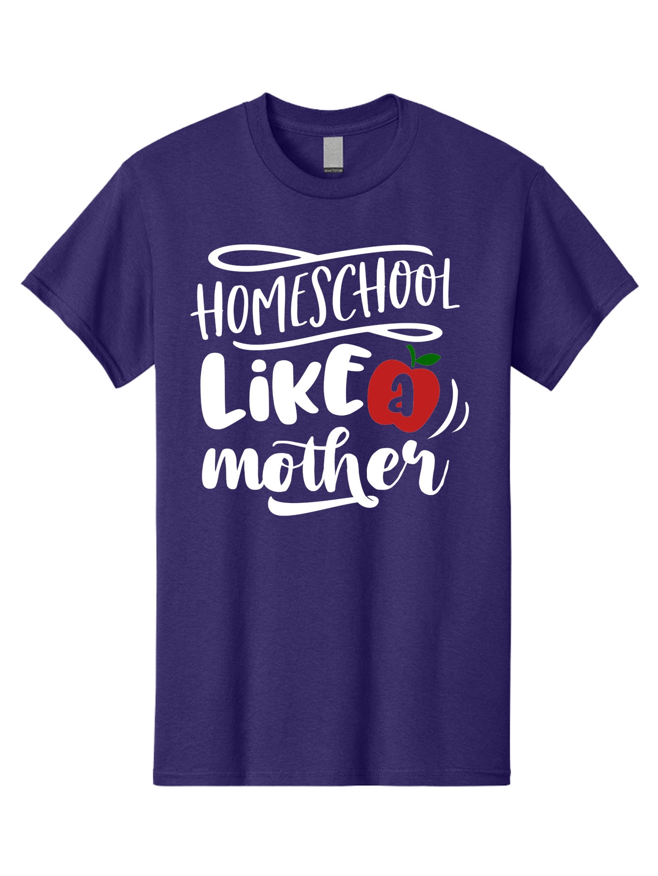 Homeschool-Like-Mother Men'S Graphic Tee, 100% Cotton, Comfortable Casual Summer Wear, Machine Washable, Homeschool, Homeschooling, Motherhood, Apple Symbol, Education, Learning, Parenting, Family, Inspirational Quote, Motivational Phrase Aab363