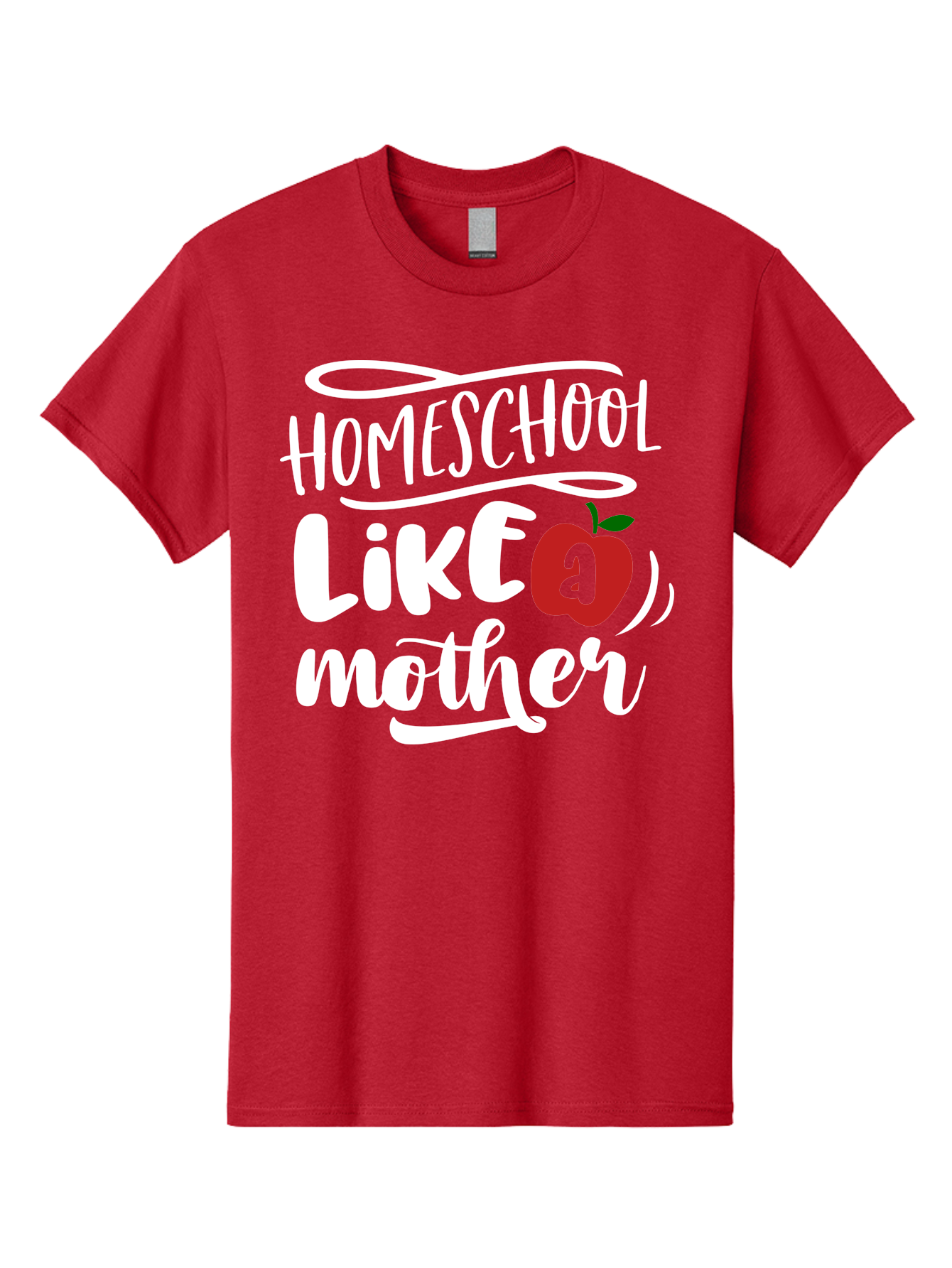 Homeschool-Like-Mother Men'S Graphic Tee, 100% Cotton, Comfortable Casual Summer Wear, Machine Washable, Homeschool, Homeschooling, Motherhood, Apple Symbol, Education, Learning, Parenting, Family, Inspirational Quote, Motivational Phrase Aab363