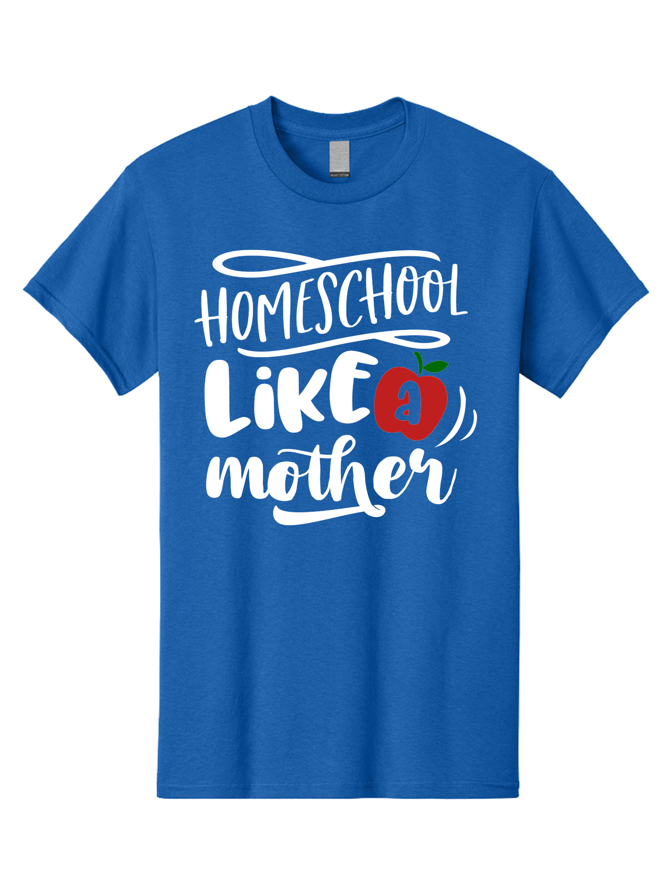 Homeschool-Like-Mother Men'S Graphic Tee, 100% Cotton, Comfortable Casual Summer Wear, Machine Washable, Homeschool, Homeschooling, Motherhood, Apple Symbol, Education, Learning, Parenting, Family, Inspirational Quote, Motivational Phrase Aab363