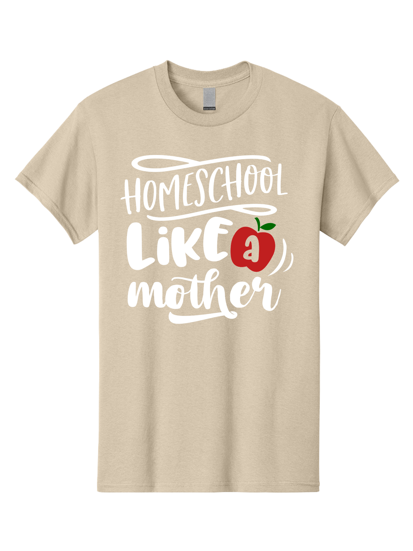 Homeschool-Like-Mother Men'S Graphic Tee, 100% Cotton, Comfortable Casual Summer Wear, Machine Washable, Homeschool, Homeschooling, Motherhood, Apple Symbol, Education, Learning, Parenting, Family, Inspirational Quote, Motivational Phrase Aab363