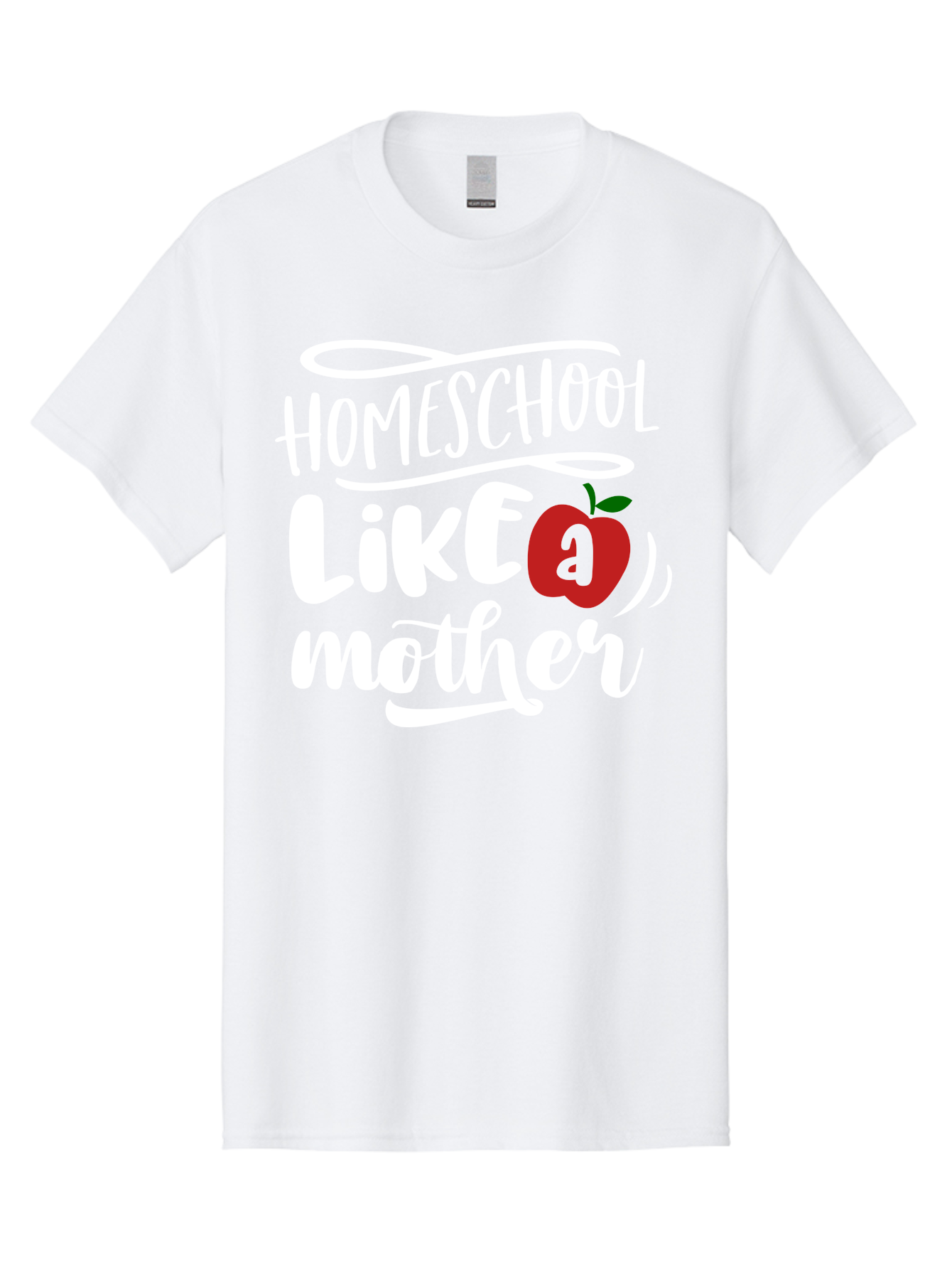 Homeschool-Like-Mother Men'S Graphic Tee, 100% Cotton, Comfortable Casual Summer Wear, Machine Washable, Homeschool, Homeschooling, Motherhood, Apple Symbol, Education, Learning, Parenting, Family, Inspirational Quote, Motivational Phrase Aab363