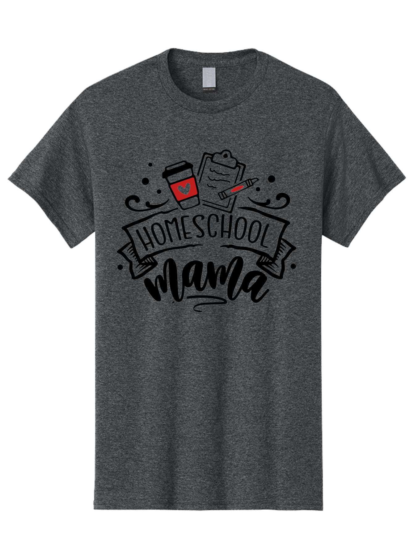 Homeschool-Mama-3 Men'S Graphic Tee, 100% Cotton, Comfortable Casual Summer Wear, Machine Washable, Homeschool Mama, Coffee Cup, Clipboard, Pencil, Homeschooling Resources, Education At Home, Motherhood, Learning Together, Coffee For Moms Aab366