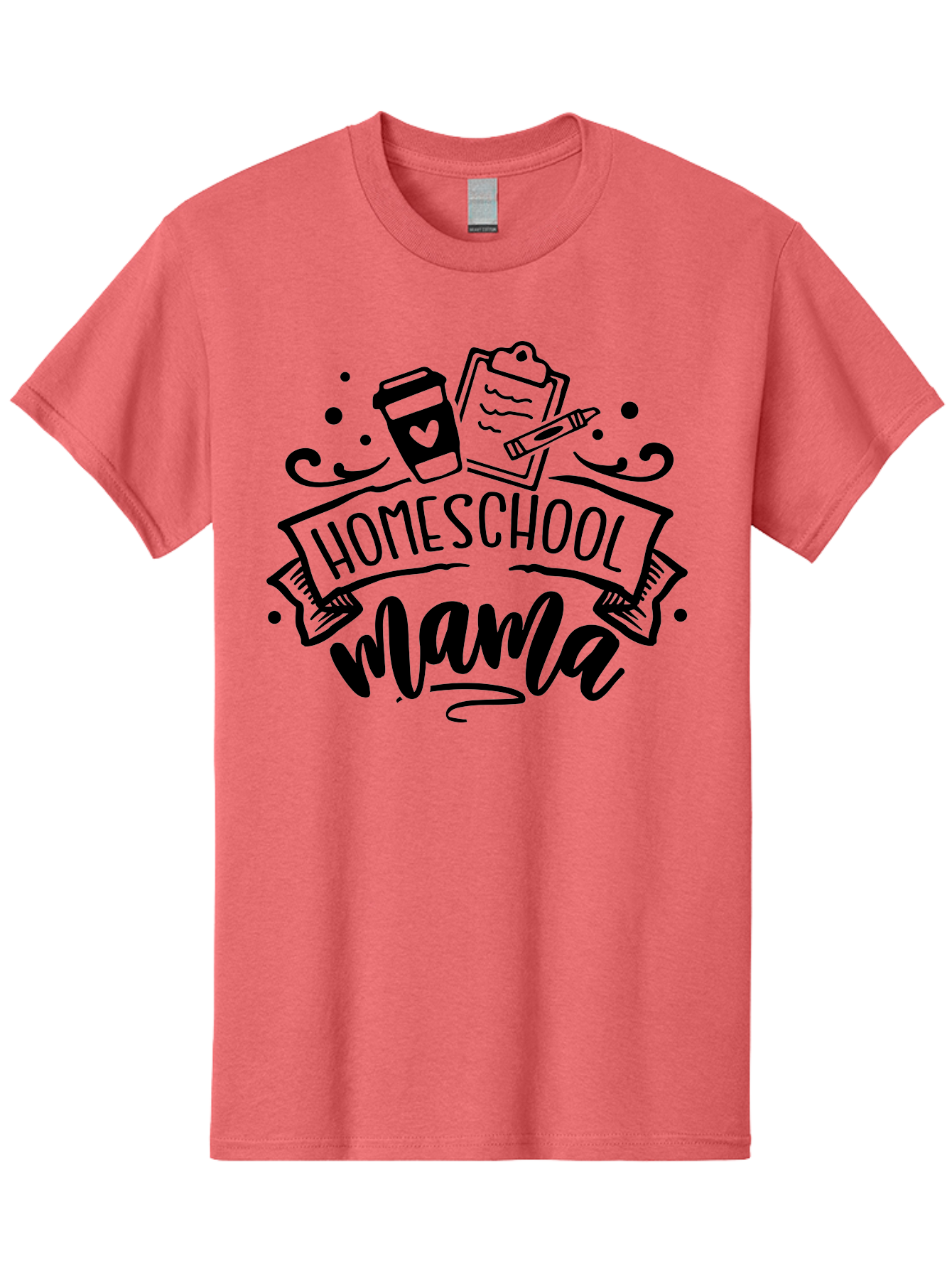 Homeschool-Mama Men'S Graphic Tee, 100% Cotton, Comfortable Casual Summer Wear, Machine Washable, Homeschool Mama, Coffee Cup, Clipboard, Pencil, Educational Tools, Home Education, Mom Life, Parenting, Learning, Teaching Aab367