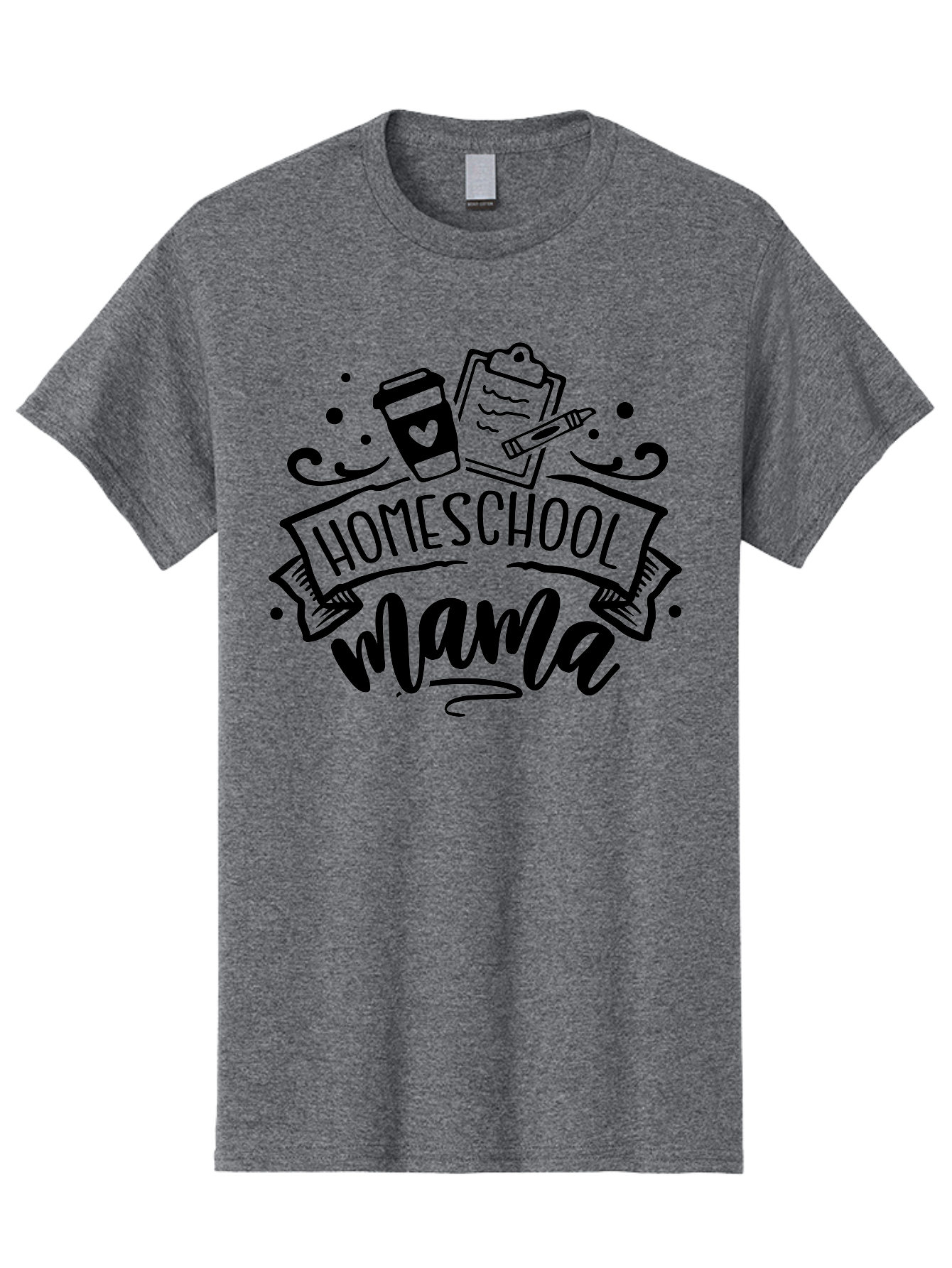 Homeschool-Mama Men'S Graphic Tee, 100% Cotton, Comfortable Casual Summer Wear, Machine Washable, Homeschool Mama, Coffee Cup, Clipboard, Pencil, Educational Tools, Home Education, Mom Life, Parenting, Learning, Teaching Aab367