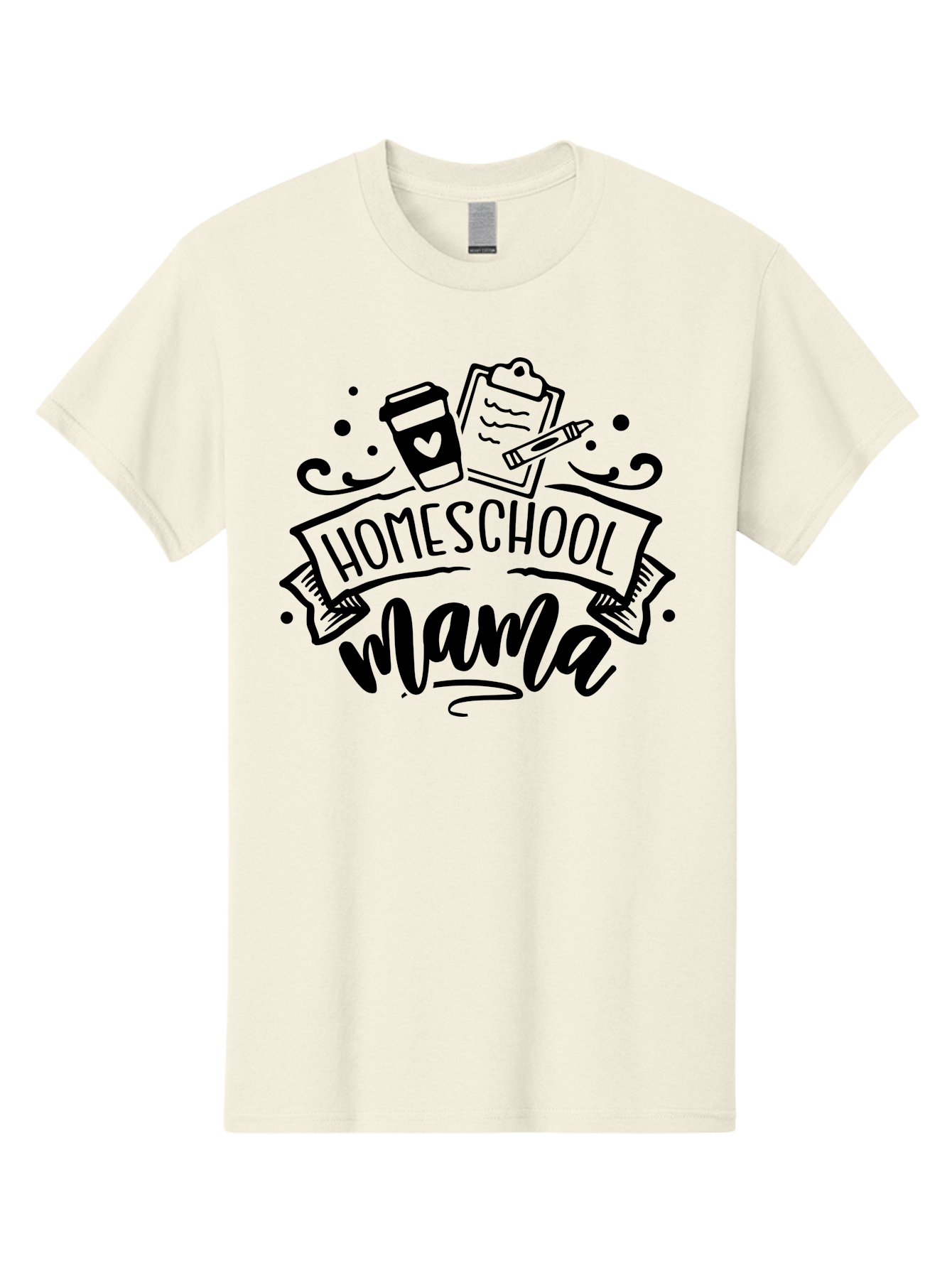 Homeschool-Mama Men'S Graphic Tee, 100% Cotton, Comfortable Casual Summer Wear, Machine Washable, Homeschool Mama, Coffee Cup, Clipboard, Pencil, Educational Tools, Home Education, Mom Life, Parenting, Learning, Teaching Aab367