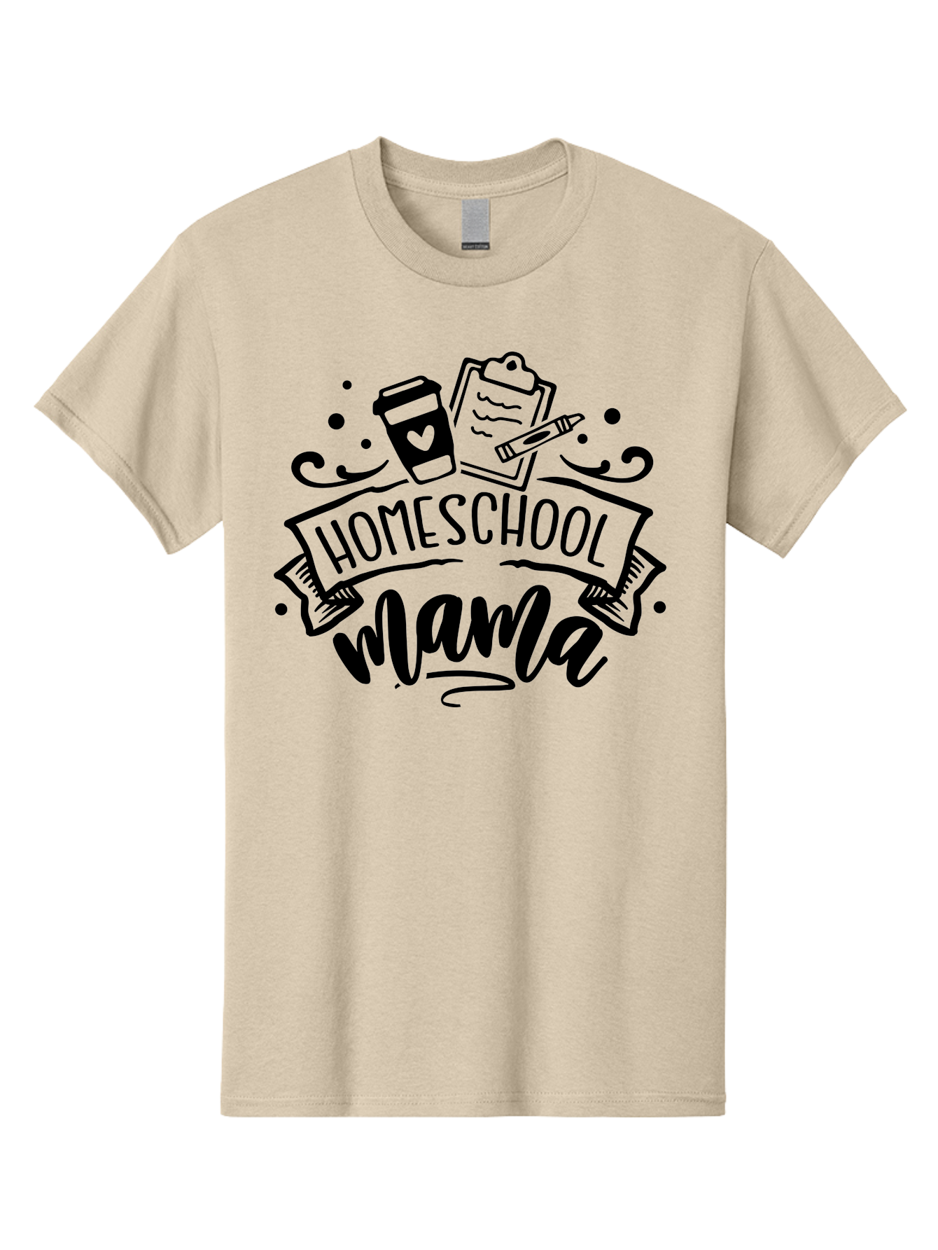 Homeschool-Mama Men'S Graphic Tee, 100% Cotton, Comfortable Casual Summer Wear, Machine Washable, Homeschool Mama, Coffee Cup, Clipboard, Pencil, Educational Tools, Home Education, Mom Life, Parenting, Learning, Teaching Aab367