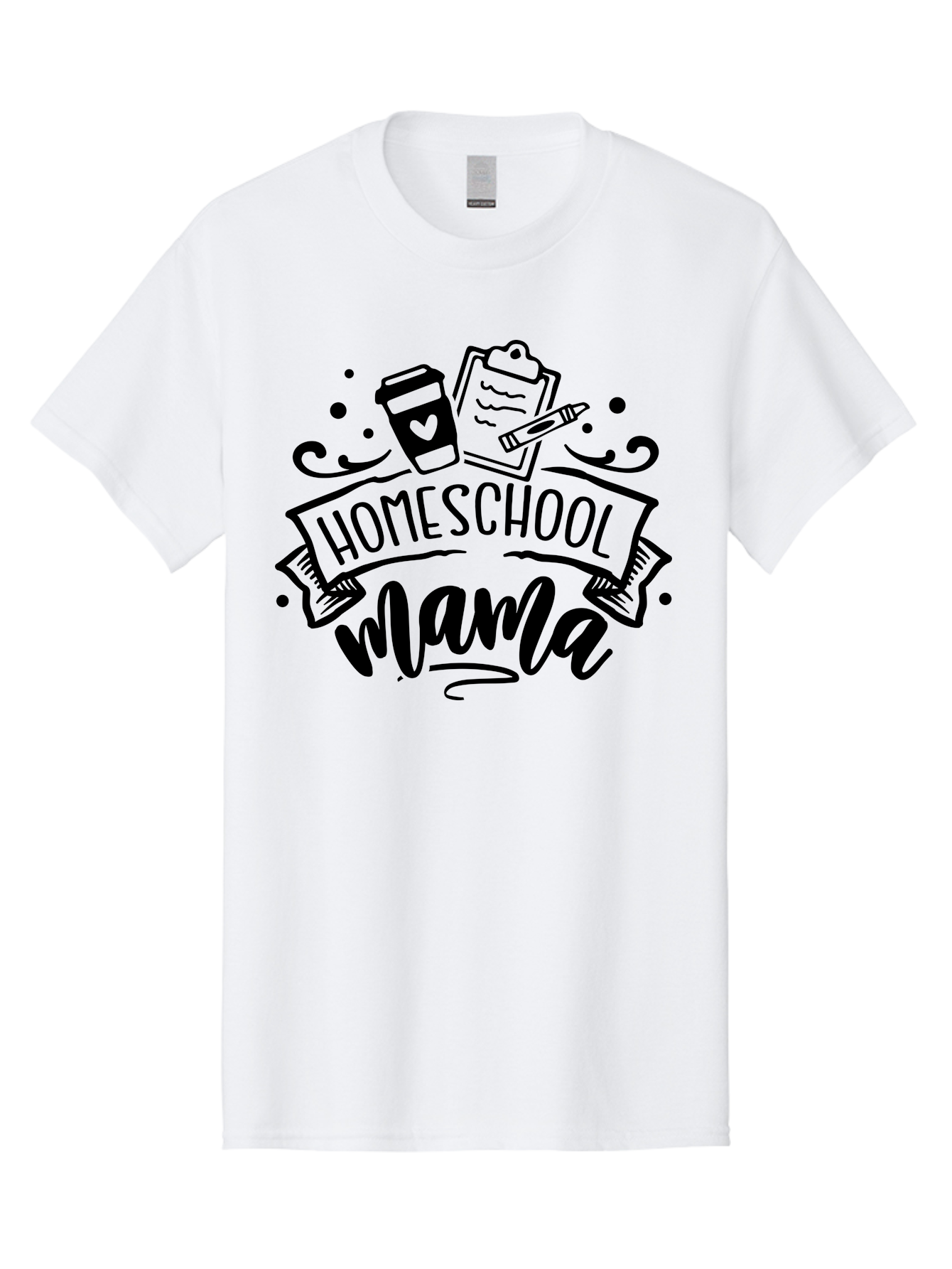 Homeschool-Mama Men'S Graphic Tee, 100% Cotton, Comfortable Casual Summer Wear, Machine Washable, Homeschool Mama, Coffee Cup, Clipboard, Pencil, Educational Tools, Home Education, Mom Life, Parenting, Learning, Teaching Aab367