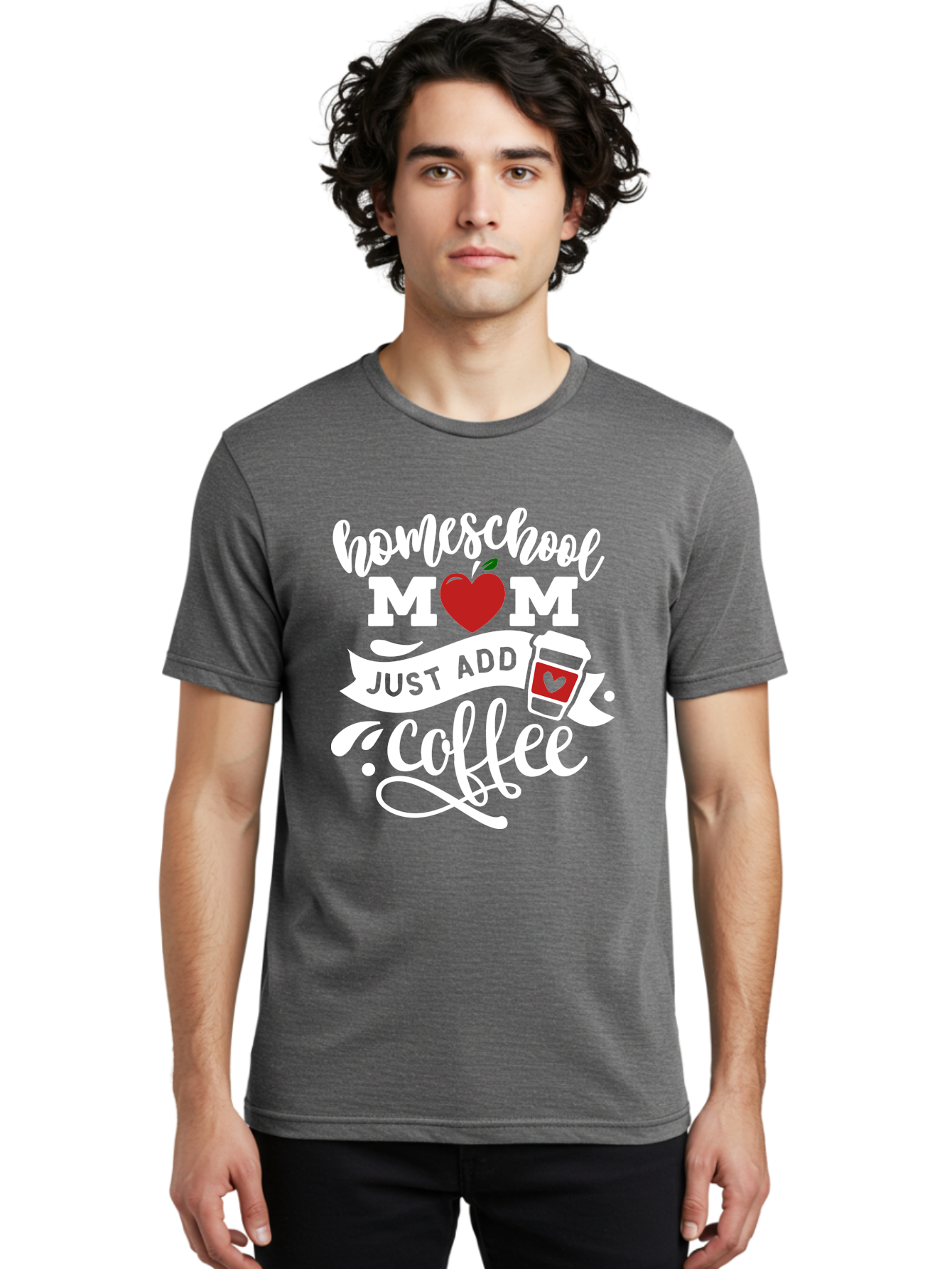 Homeschool-Mom-2 Men'S Graphic Tee, 100% Cotton, Comfortable Casual Summer Wear, Machine Washable, Homeschool Mom Quote, Funny Mom Quote, Coffee Cup Design, Mom Life, Homeschooling, Mom Humor, Parent Teacher, Coffee Lover Aab369