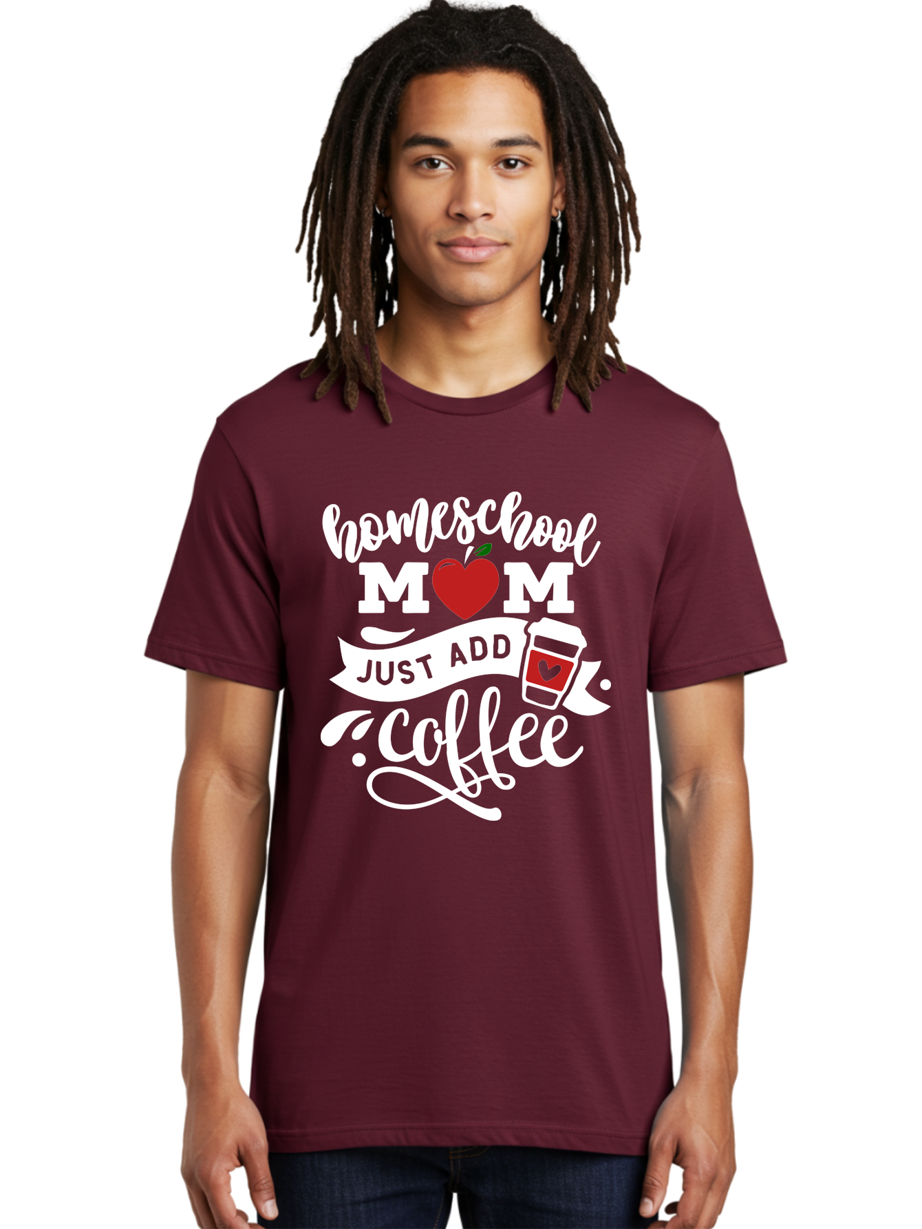 Homeschool-Mom-2 Men'S Graphic Tee, 100% Cotton, Comfortable Casual Summer Wear, Machine Washable, Homeschool Mom Quote, Funny Mom Quote, Coffee Cup Design, Mom Life, Homeschooling, Mom Humor, Parent Teacher, Coffee Lover Aab369