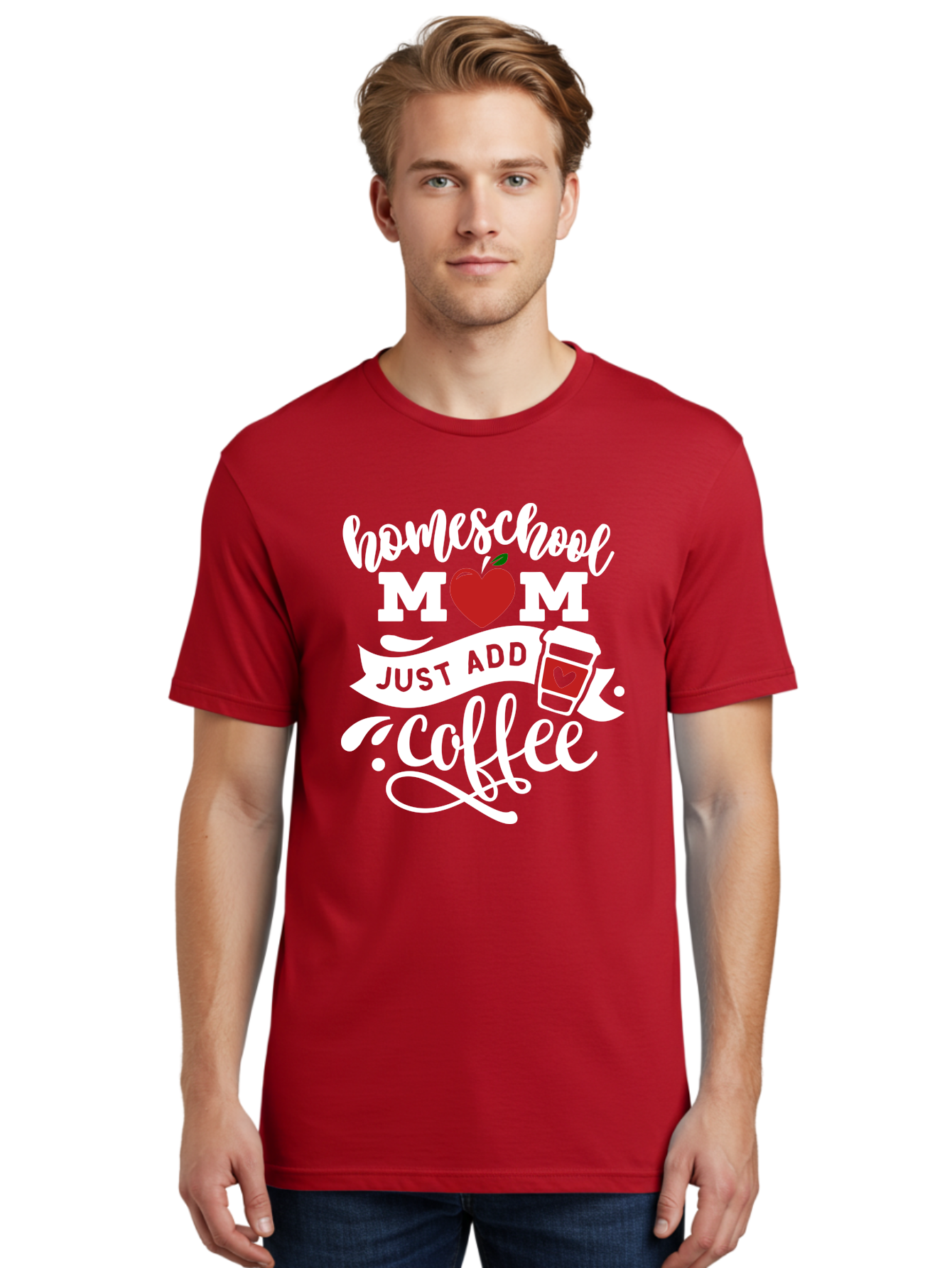 Homeschool-Mom-2 Men'S Graphic Tee, 100% Cotton, Comfortable Casual Summer Wear, Machine Washable, Homeschool Mom Quote, Funny Mom Quote, Coffee Cup Design, Mom Life, Homeschooling, Mom Humor, Parent Teacher, Coffee Lover Aab369