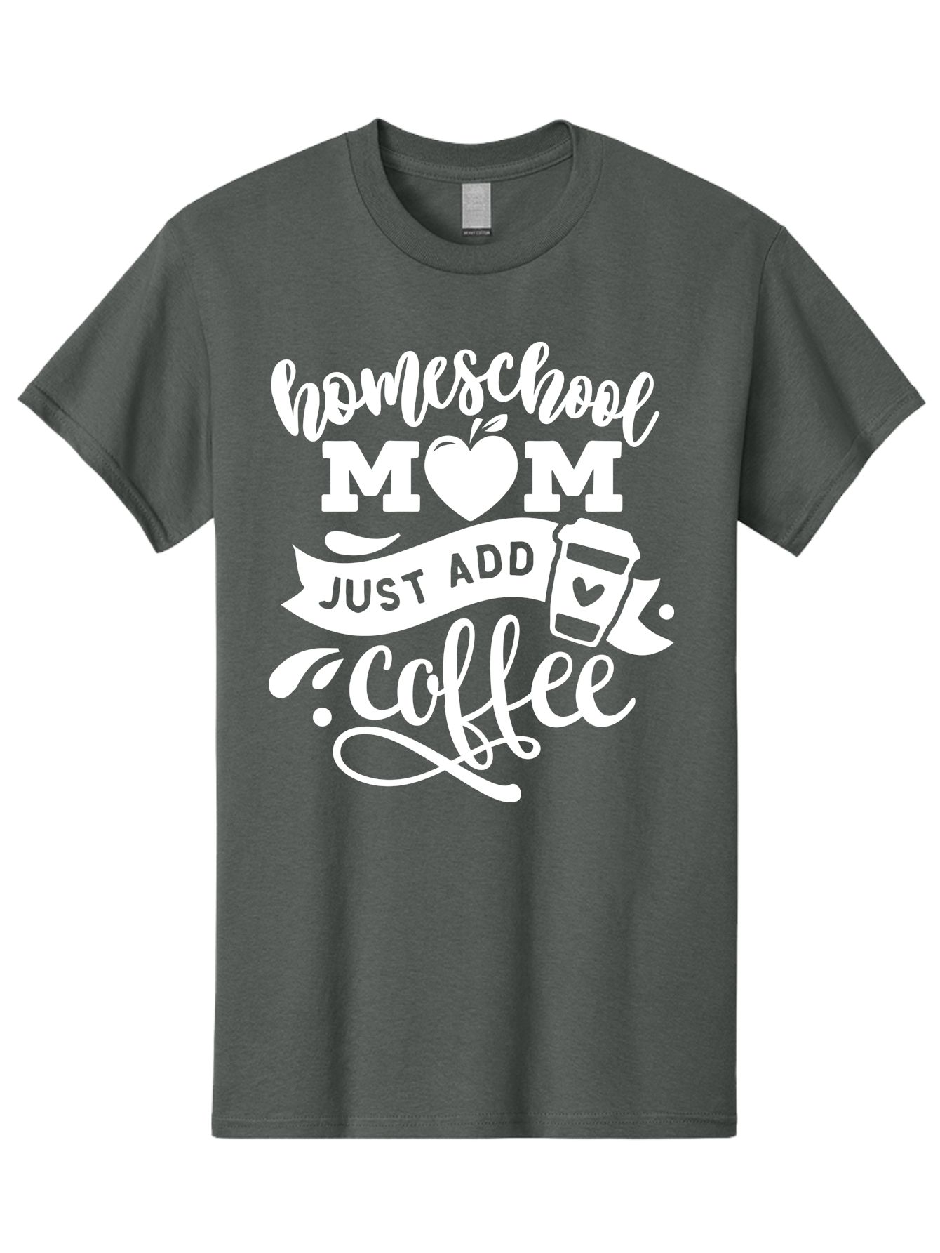 Homeschool-Mom-Just-Add-Coffee-1 Men'S Graphic Tee, 100% Cotton, Comfortable Casual Summer Wear, Machine Washable, Homeschool Mom, Coffee Lover, Mom Life, Coffee Mom, Funny Quote, Homeschooling, Mom Humor, Coffee Culture, Inspirational Quote Aab370