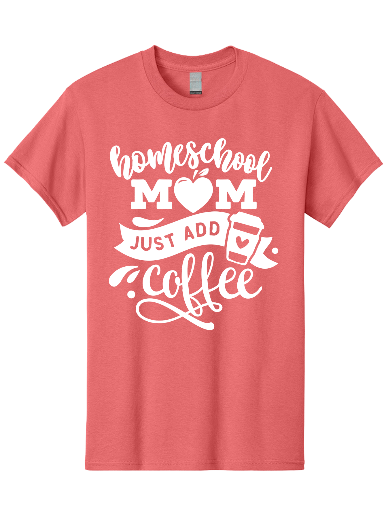 Homeschool-Mom-Just-Add-Coffee-1 Men'S Graphic Tee, 100% Cotton, Comfortable Casual Summer Wear, Machine Washable, Homeschool Mom, Coffee Lover, Mom Life, Coffee Mom, Funny Quote, Homeschooling, Mom Humor, Coffee Culture, Inspirational Quote Aab370