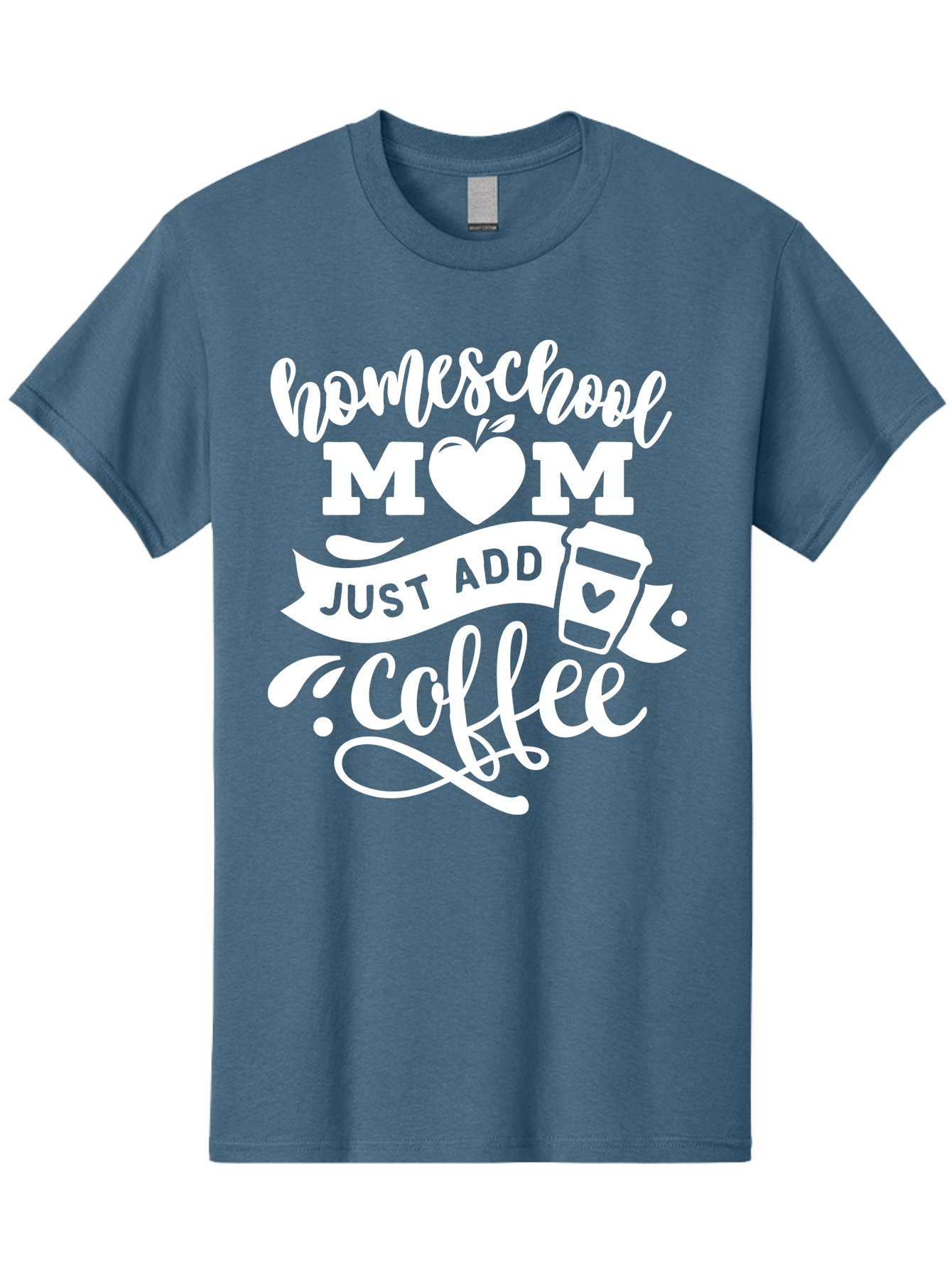 Homeschool-Mom-Just-Add-Coffee-1 Men'S Graphic Tee, 100% Cotton, Comfortable Casual Summer Wear, Machine Washable, Homeschool Mom, Coffee Lover, Mom Life, Coffee Mom, Funny Quote, Homeschooling, Mom Humor, Coffee Culture, Inspirational Quote Aab370