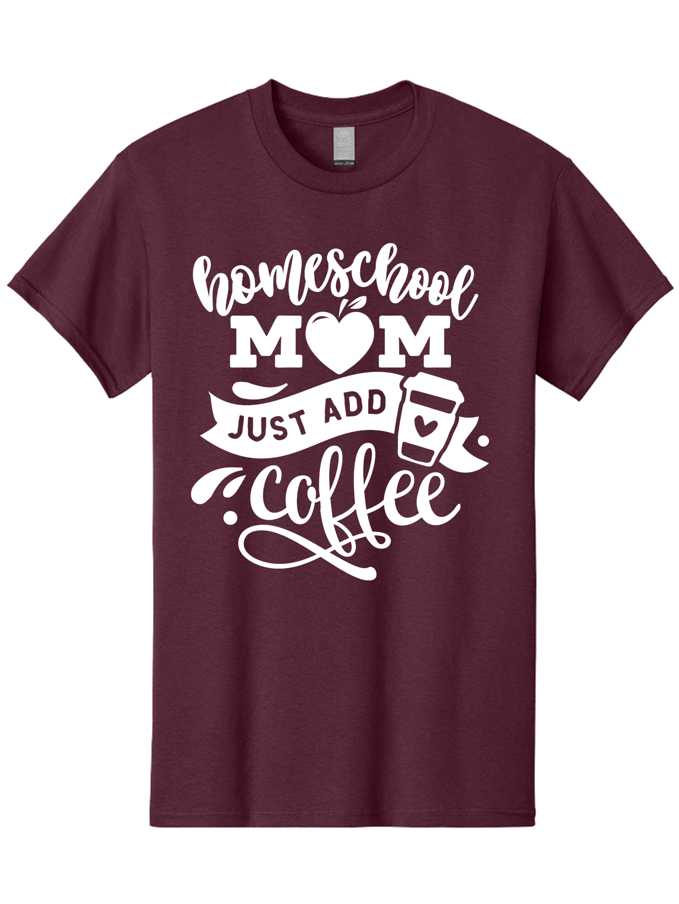 Homeschool-Mom-Just-Add-Coffee-1 Men'S Graphic Tee, 100% Cotton, Comfortable Casual Summer Wear, Machine Washable, Homeschool Mom, Coffee Lover, Mom Life, Coffee Mom, Funny Quote, Homeschooling, Mom Humor, Coffee Culture, Inspirational Quote Aab370