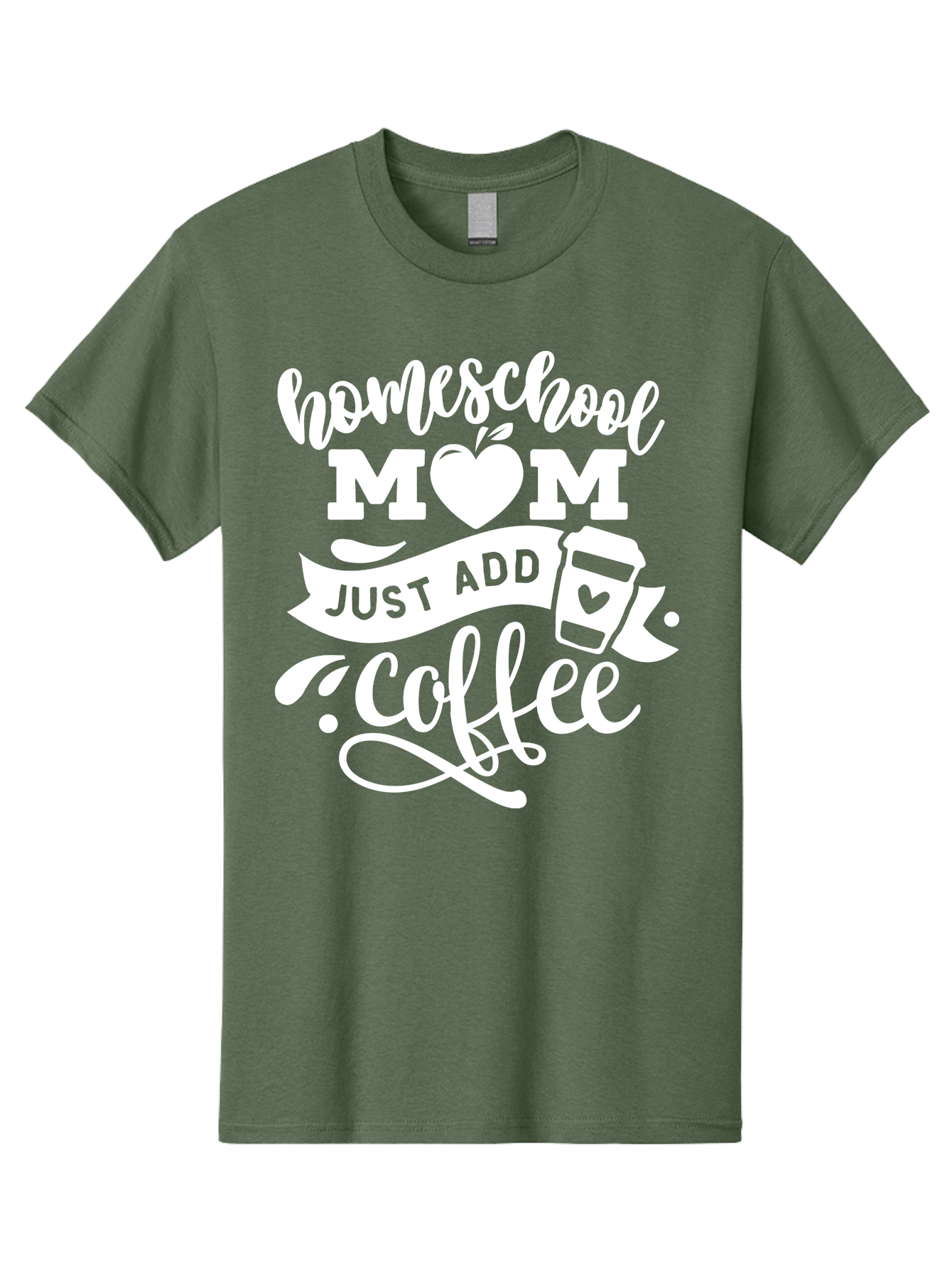 Homeschool-Mom-Just-Add-Coffee-1 Men'S Graphic Tee, 100% Cotton, Comfortable Casual Summer Wear, Machine Washable, Homeschool Mom, Coffee Lover, Mom Life, Coffee Mom, Funny Quote, Homeschooling, Mom Humor, Coffee Culture, Inspirational Quote Aab370