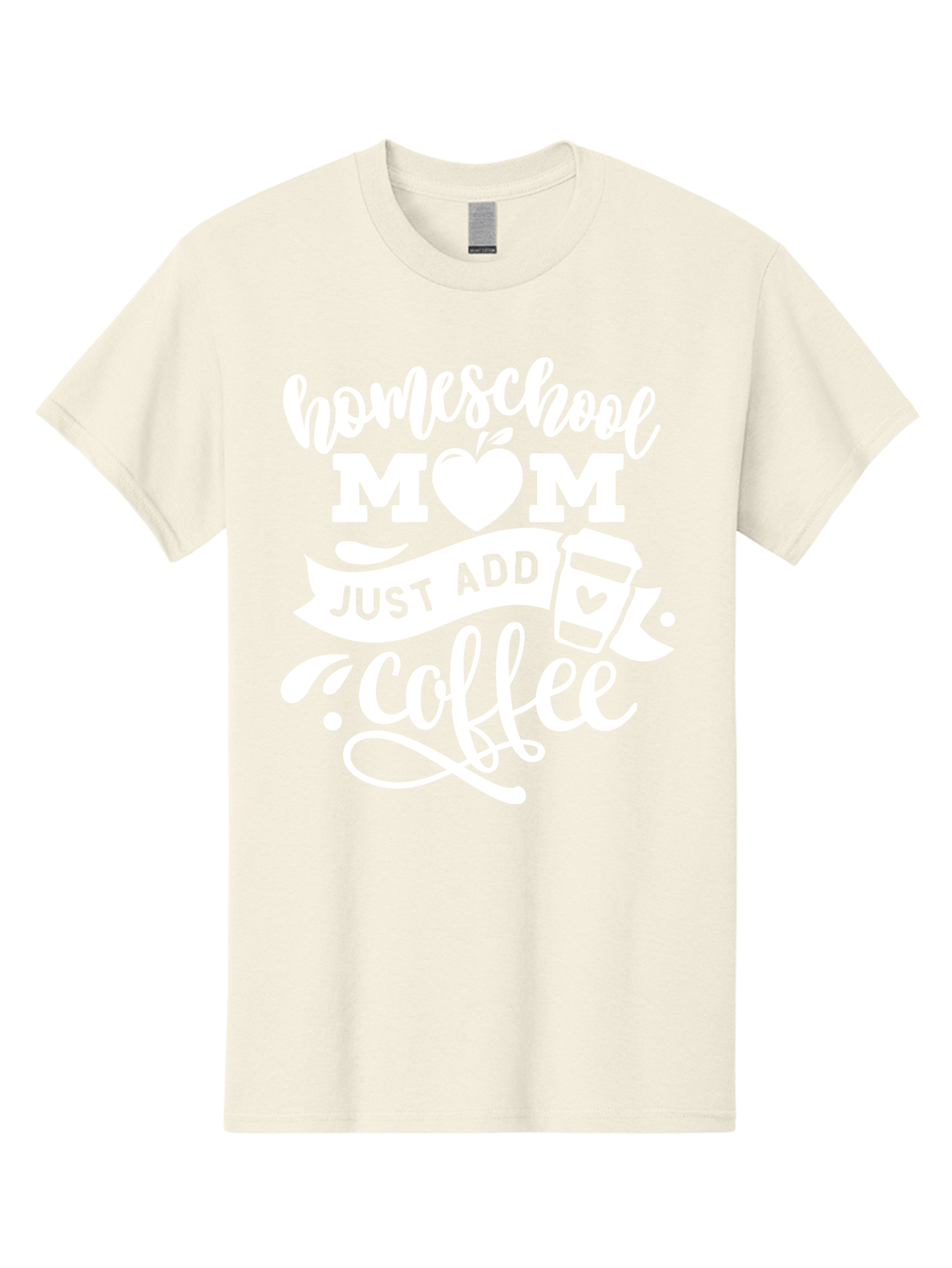 Homeschool-Mom-Just-Add-Coffee-1 Men'S Graphic Tee, 100% Cotton, Comfortable Casual Summer Wear, Machine Washable, Homeschool Mom, Coffee Lover, Mom Life, Coffee Mom, Funny Quote, Homeschooling, Mom Humor, Coffee Culture, Inspirational Quote Aab370