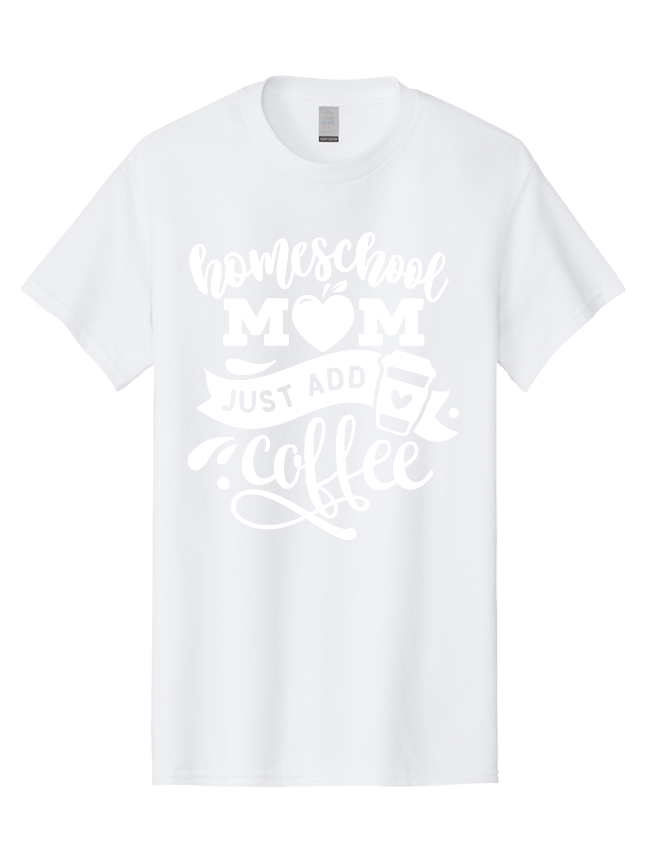 Homeschool-Mom-Just-Add-Coffee-1 Men'S Graphic Tee, 100% Cotton, Comfortable Casual Summer Wear, Machine Washable, Homeschool Mom, Coffee Lover, Mom Life, Coffee Mom, Funny Quote, Homeschooling, Mom Humor, Coffee Culture, Inspirational Quote Aab370