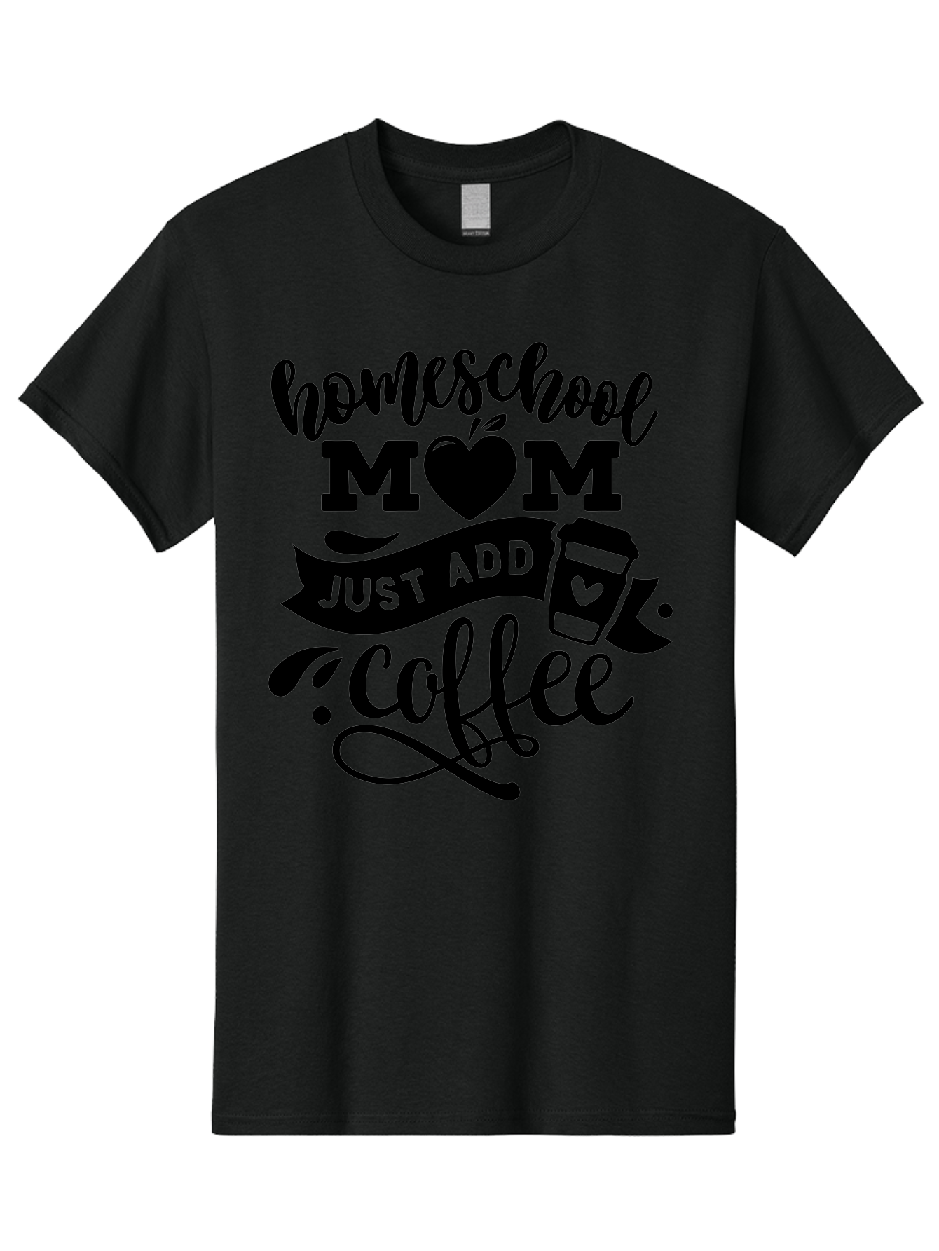 Homeschool-Mom-Just-Add-Coffee Men'S Graphic Tee, 100% Cotton, Comfortable Casual Summer Wear, Machine Washable, Homeschool Mom, Coffee Lover, Mom Life, Homeschooling, Parenting, Mom Humor, Coffee Addict, Motherhood Aab372
