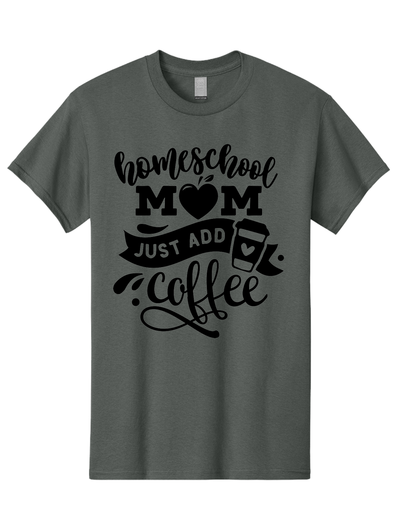 Homeschool-Mom-Just-Add-Coffee Men'S Graphic Tee, 100% Cotton, Comfortable Casual Summer Wear, Machine Washable, Homeschool Mom, Coffee Lover, Mom Life, Homeschooling, Parenting, Mom Humor, Coffee Addict, Motherhood Aab372