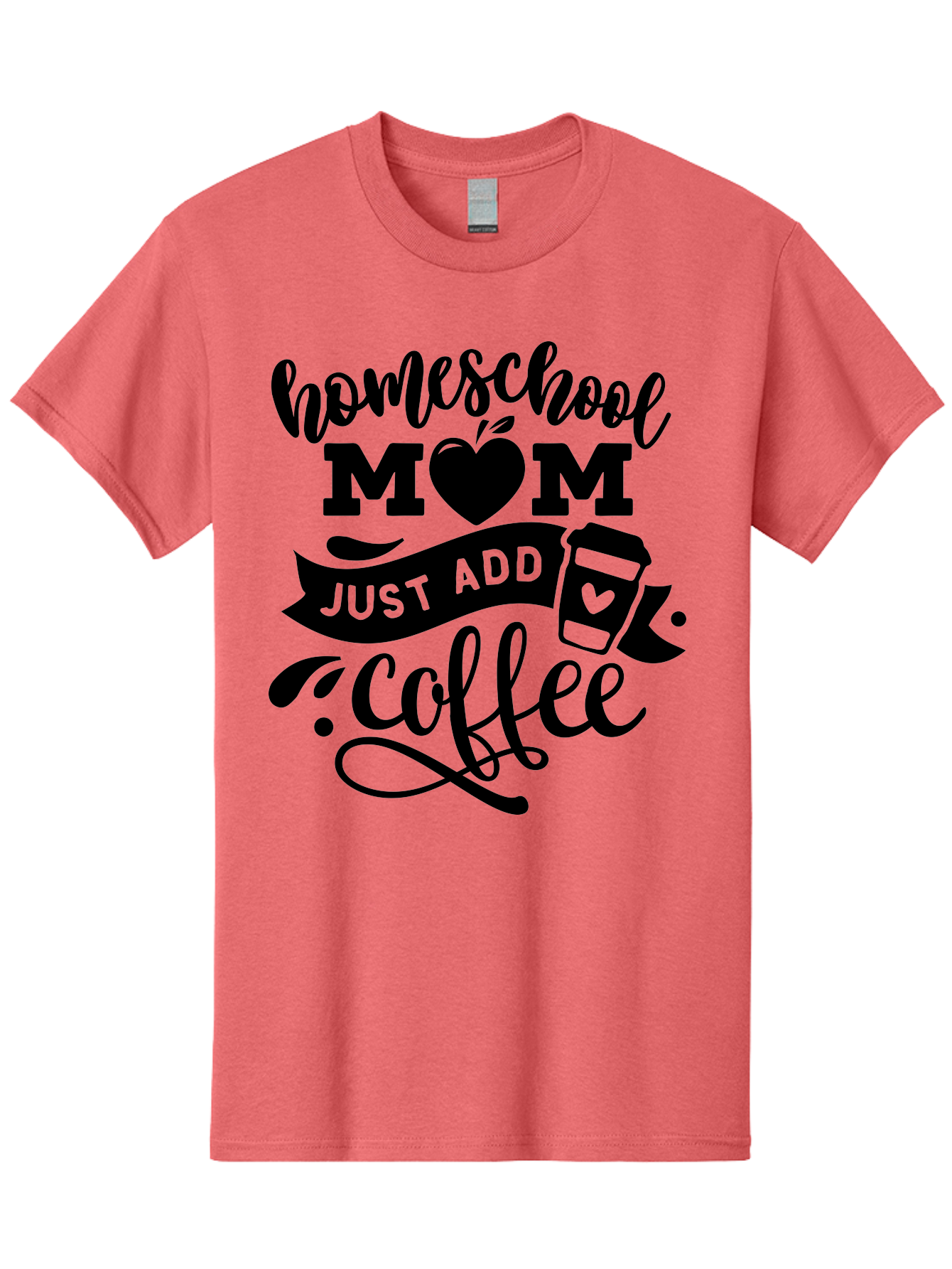 Homeschool-Mom-Just-Add-Coffee Men'S Graphic Tee, 100% Cotton, Comfortable Casual Summer Wear, Machine Washable, Homeschool Mom, Coffee Lover, Mom Life, Homeschooling, Parenting, Mom Humor, Coffee Addict, Motherhood Aab372