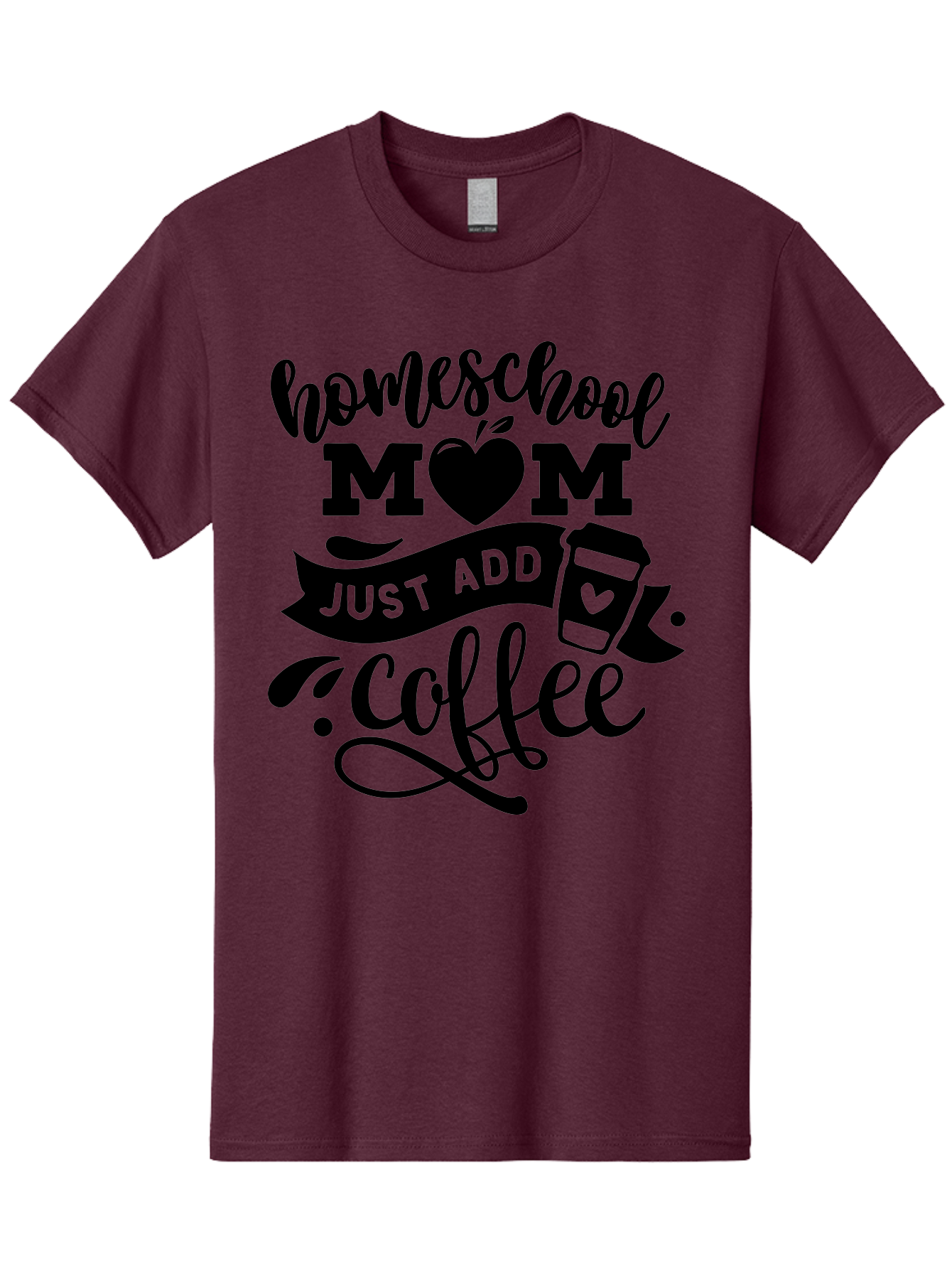 Homeschool-Mom-Just-Add-Coffee Men'S Graphic Tee, 100% Cotton, Comfortable Casual Summer Wear, Machine Washable, Homeschool Mom, Coffee Lover, Mom Life, Homeschooling, Parenting, Mom Humor, Coffee Addict, Motherhood Aab372