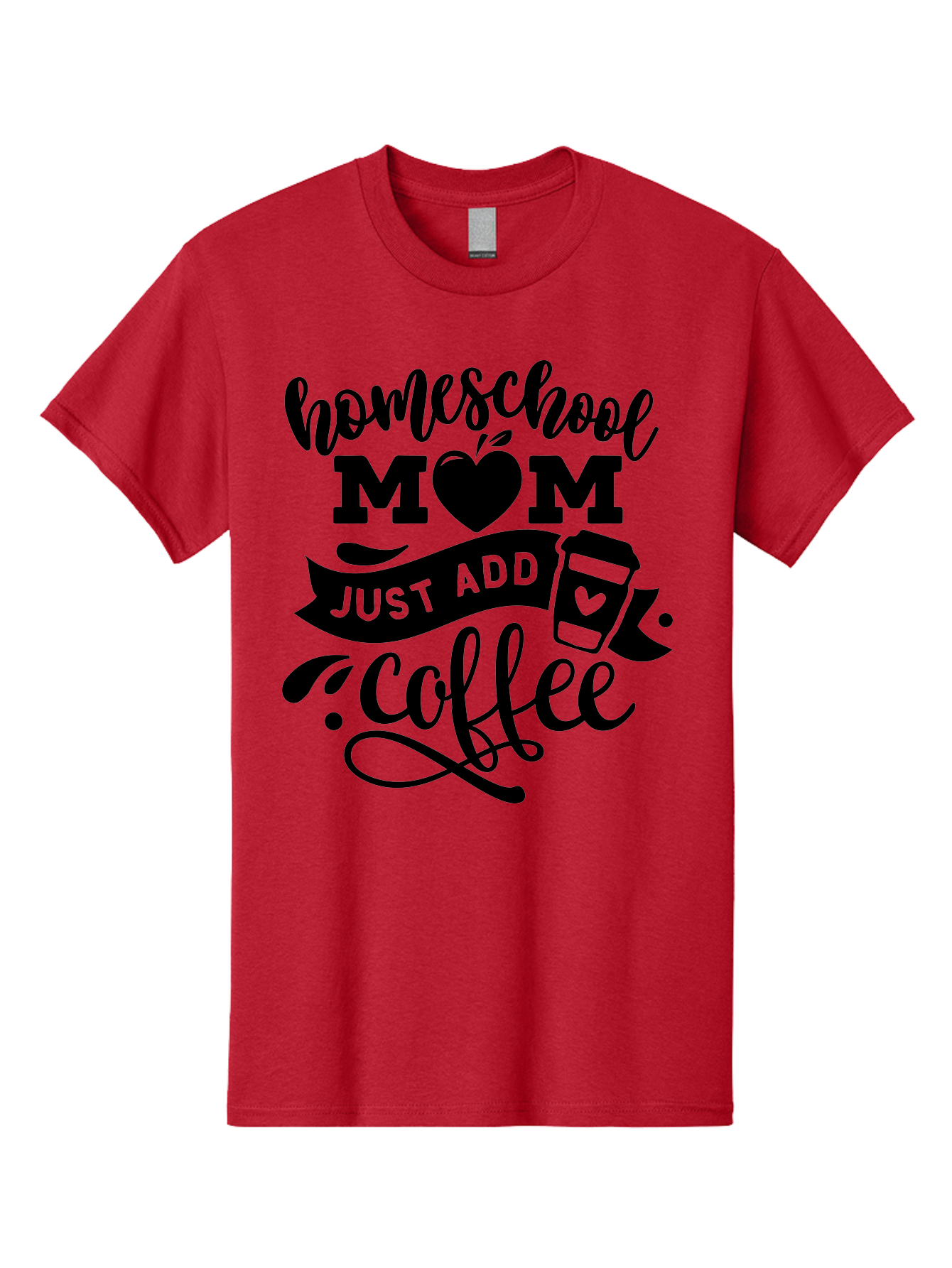 Homeschool-Mom-Just-Add-Coffee Men'S Graphic Tee, 100% Cotton, Comfortable Casual Summer Wear, Machine Washable, Homeschool Mom, Coffee Lover, Mom Life, Homeschooling, Parenting, Mom Humor, Coffee Addict, Motherhood Aab372