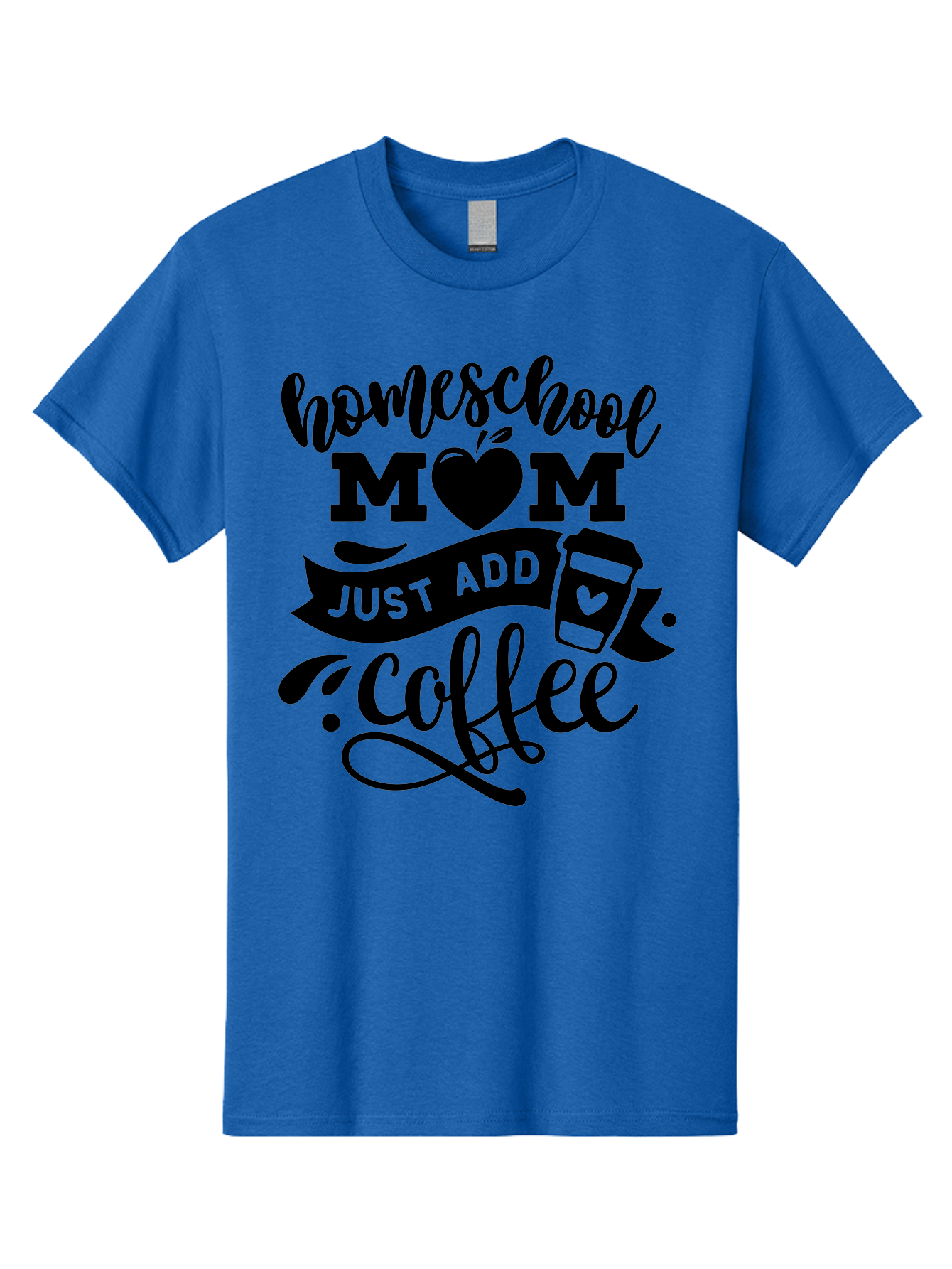 Homeschool-Mom-Just-Add-Coffee Men'S Graphic Tee, 100% Cotton, Comfortable Casual Summer Wear, Machine Washable, Homeschool Mom, Coffee Lover, Mom Life, Homeschooling, Parenting, Mom Humor, Coffee Addict, Motherhood Aab372