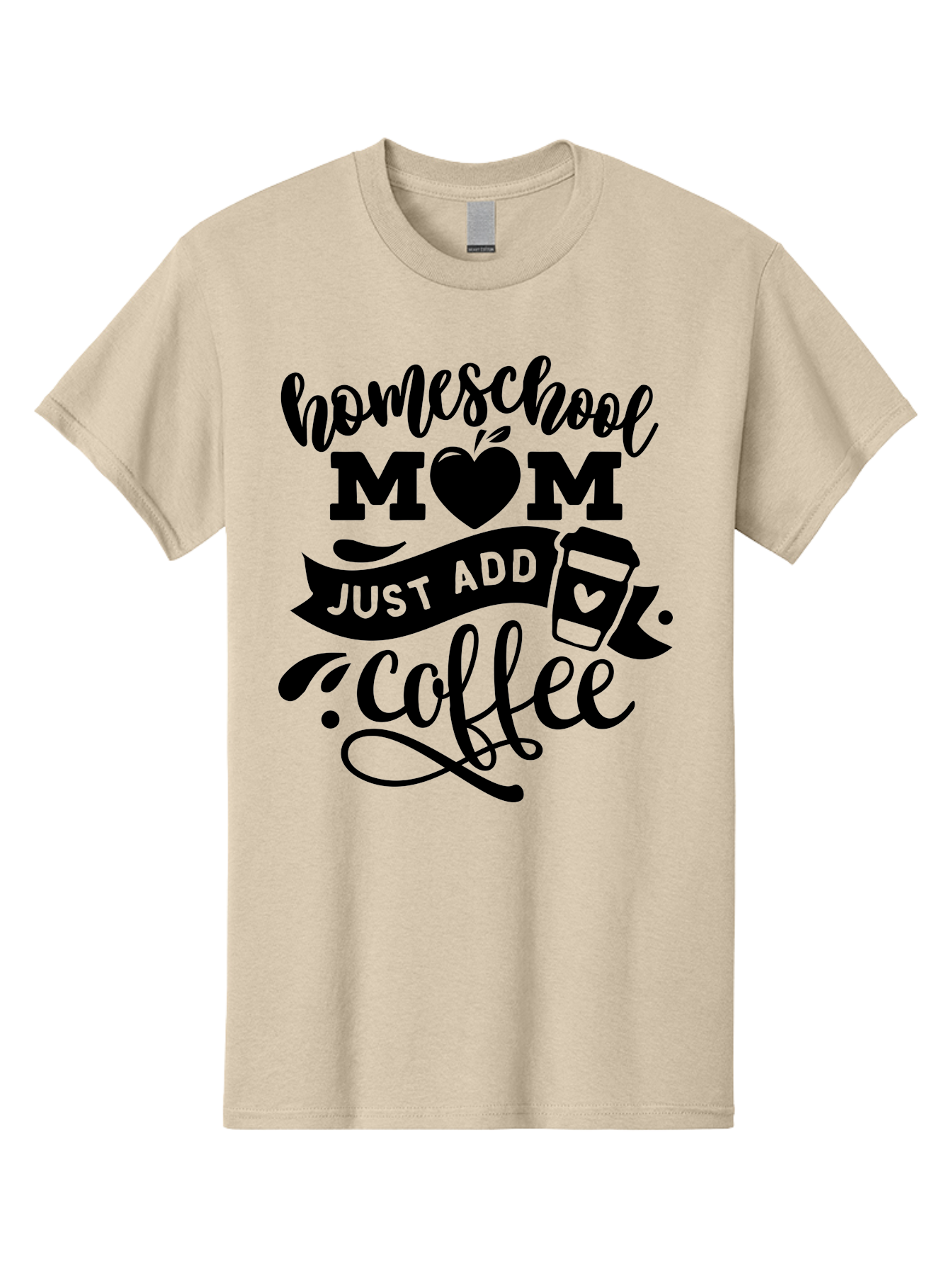 Homeschool-Mom-Just-Add-Coffee Men'S Graphic Tee, 100% Cotton, Comfortable Casual Summer Wear, Machine Washable, Homeschool Mom, Coffee Lover, Mom Life, Homeschooling, Parenting, Mom Humor, Coffee Addict, Motherhood Aab372